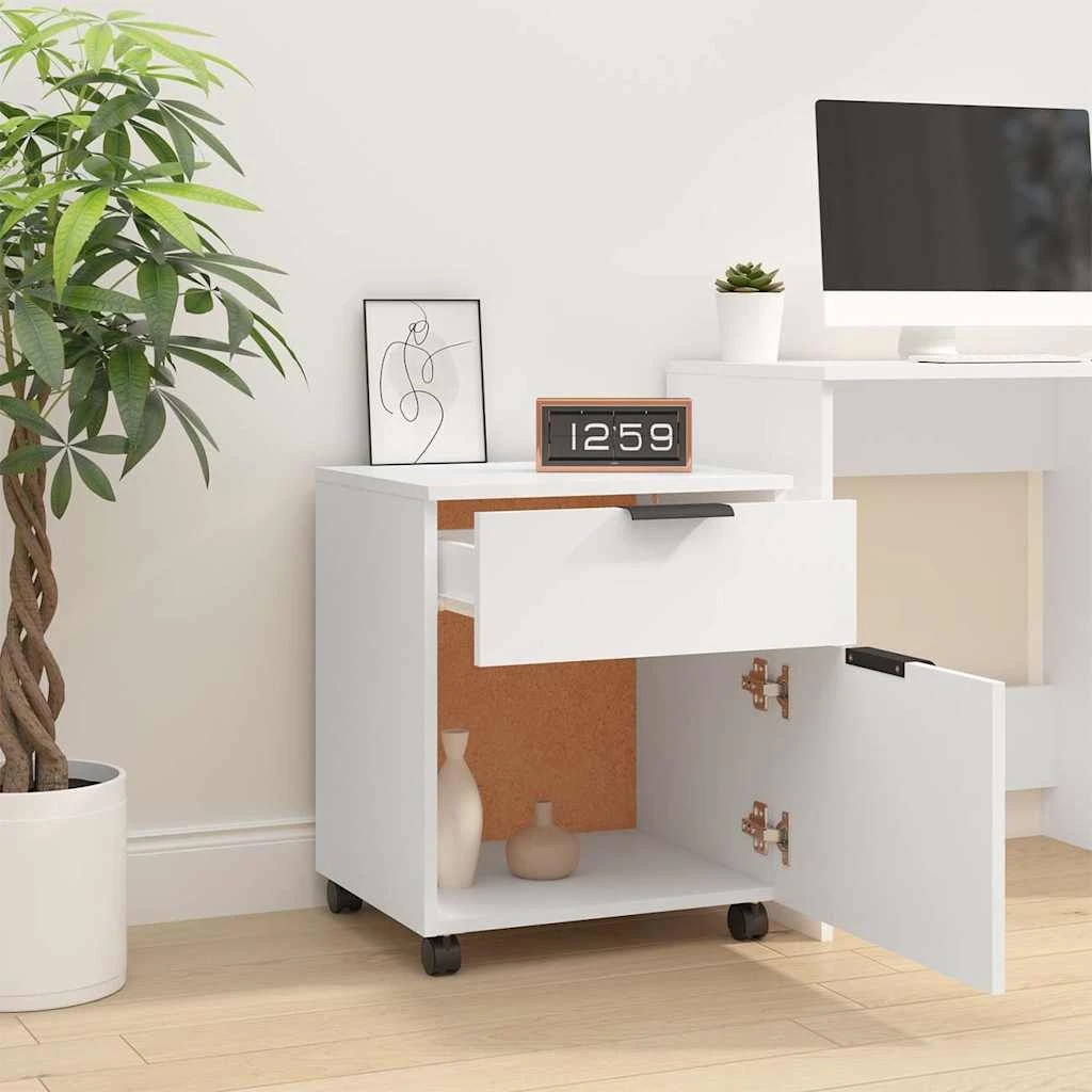 7 vidaXL Mobile File Cabinet with Wheels Ample Storage - White, 7 of 9