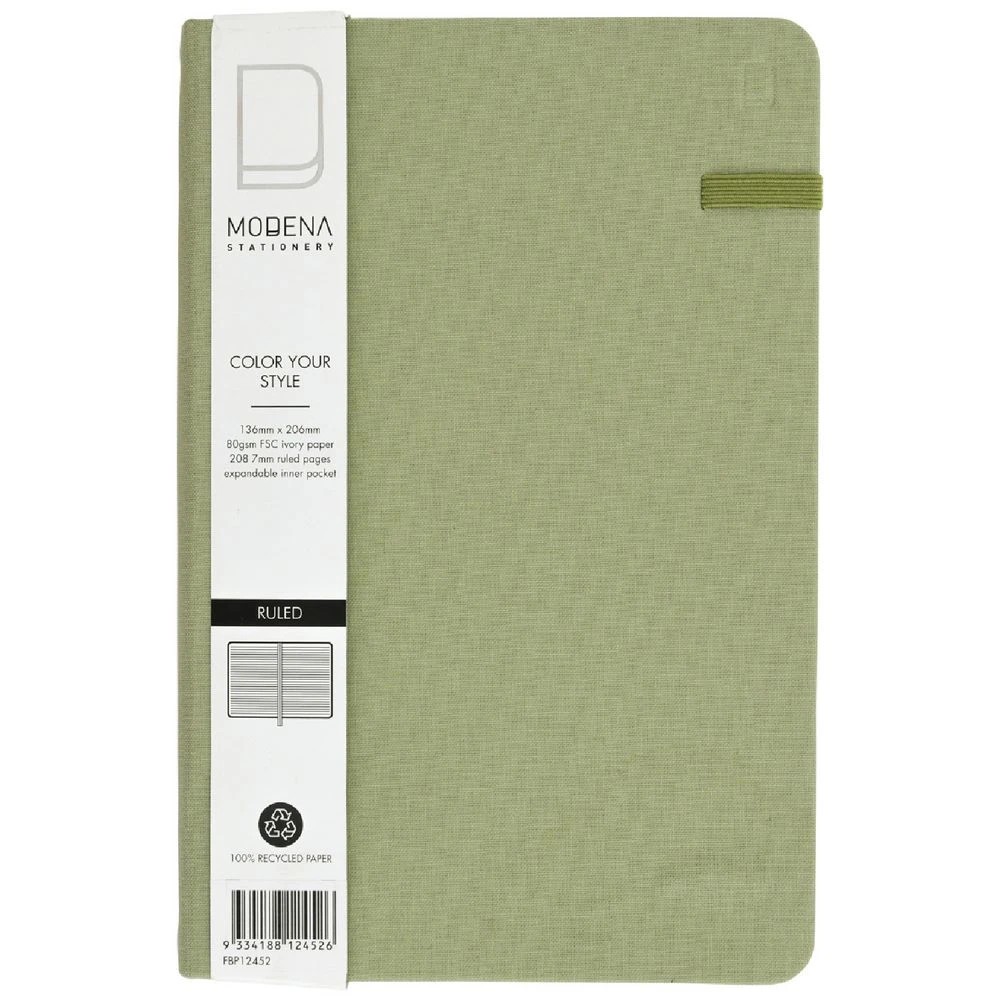 1 Modena A5 Linen Ruled Notebook Sage, 1 of 5