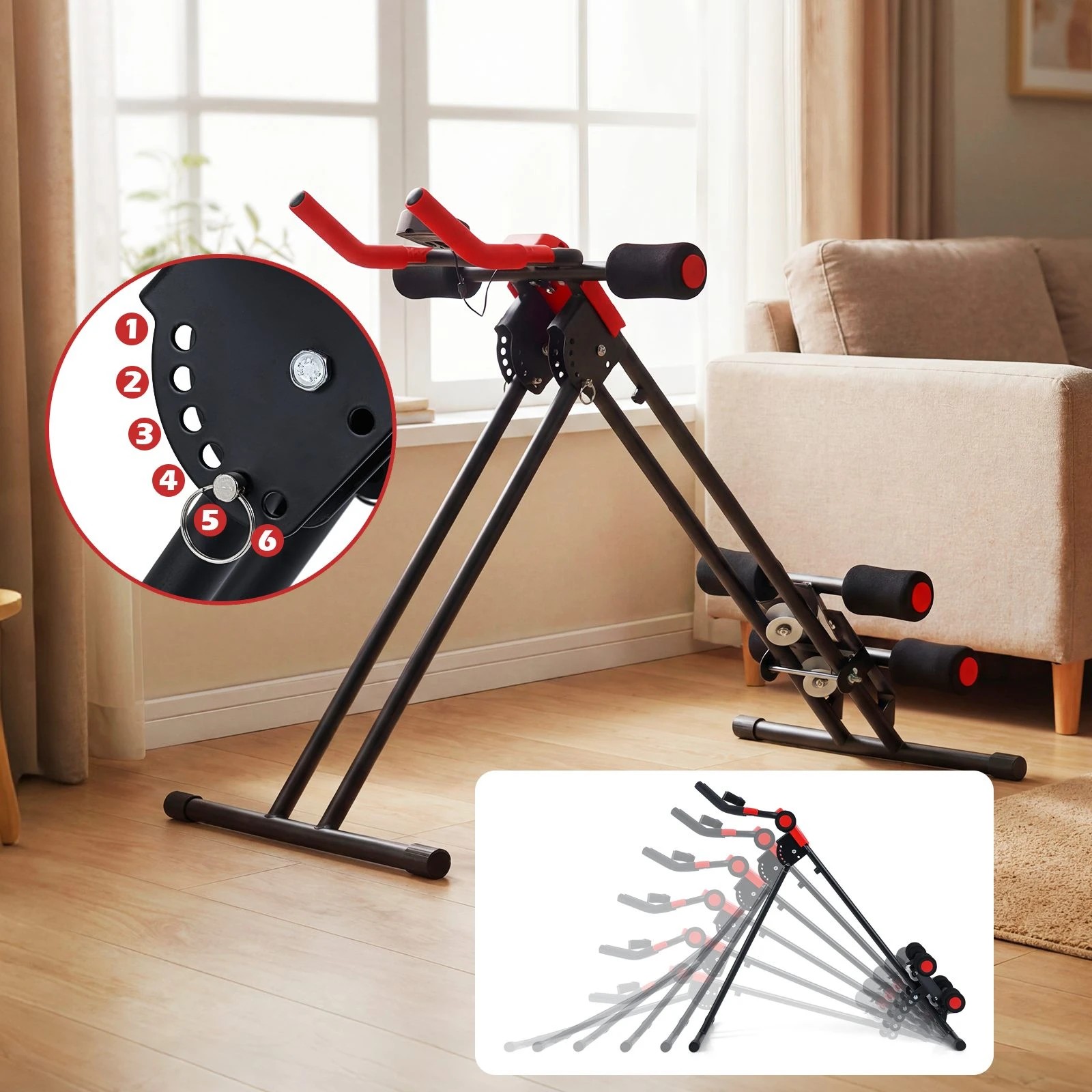3 Costway Ab Workout Equipment Foldable Abdominal Trainer Ab Machine w/6 Inclined Angles & LCD Display, 3 of 5