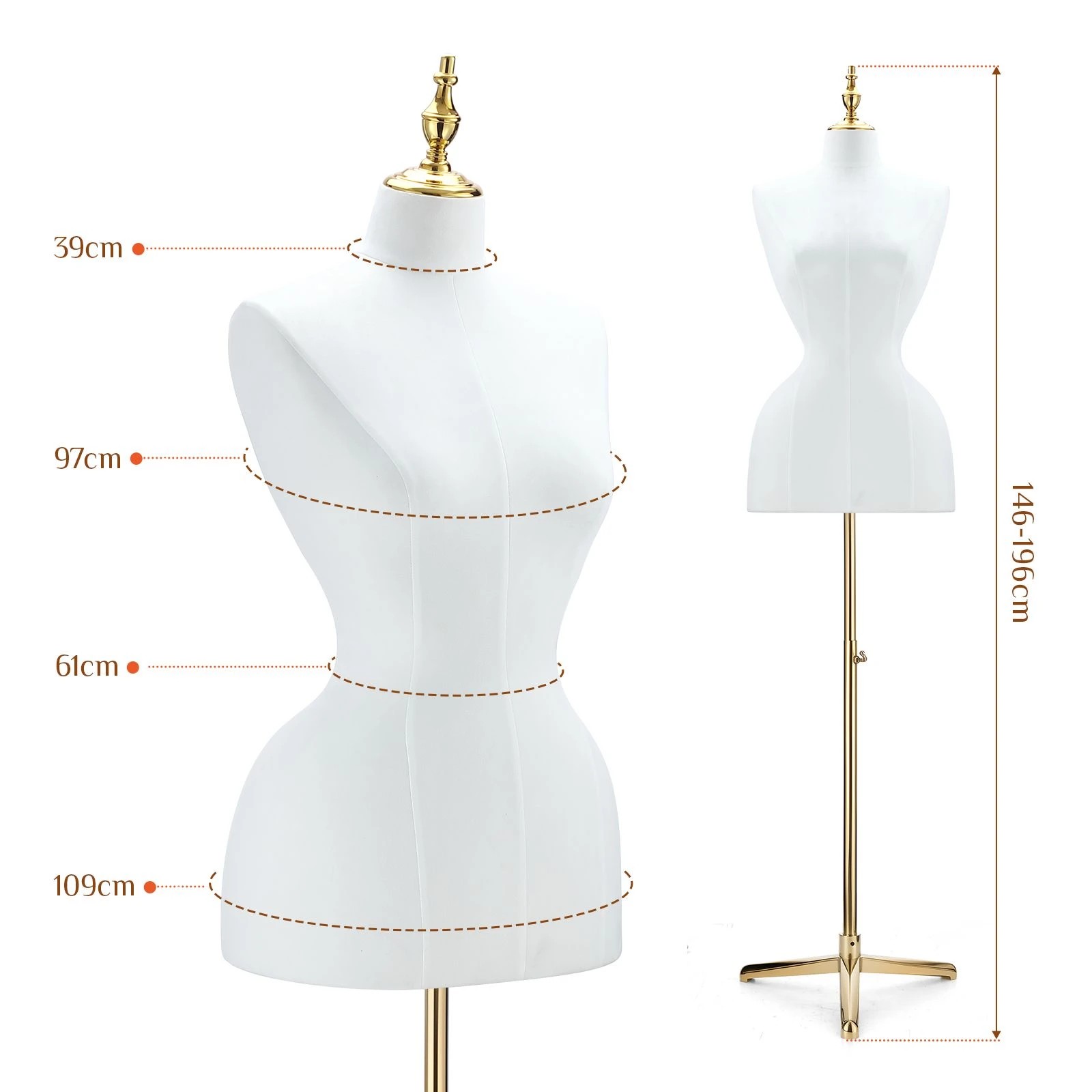 2 Ausway Adjustable Pinnable Female Mannequin Women Dress Form Dummy with Stand for Clothes Sewing Display, 2 of 6