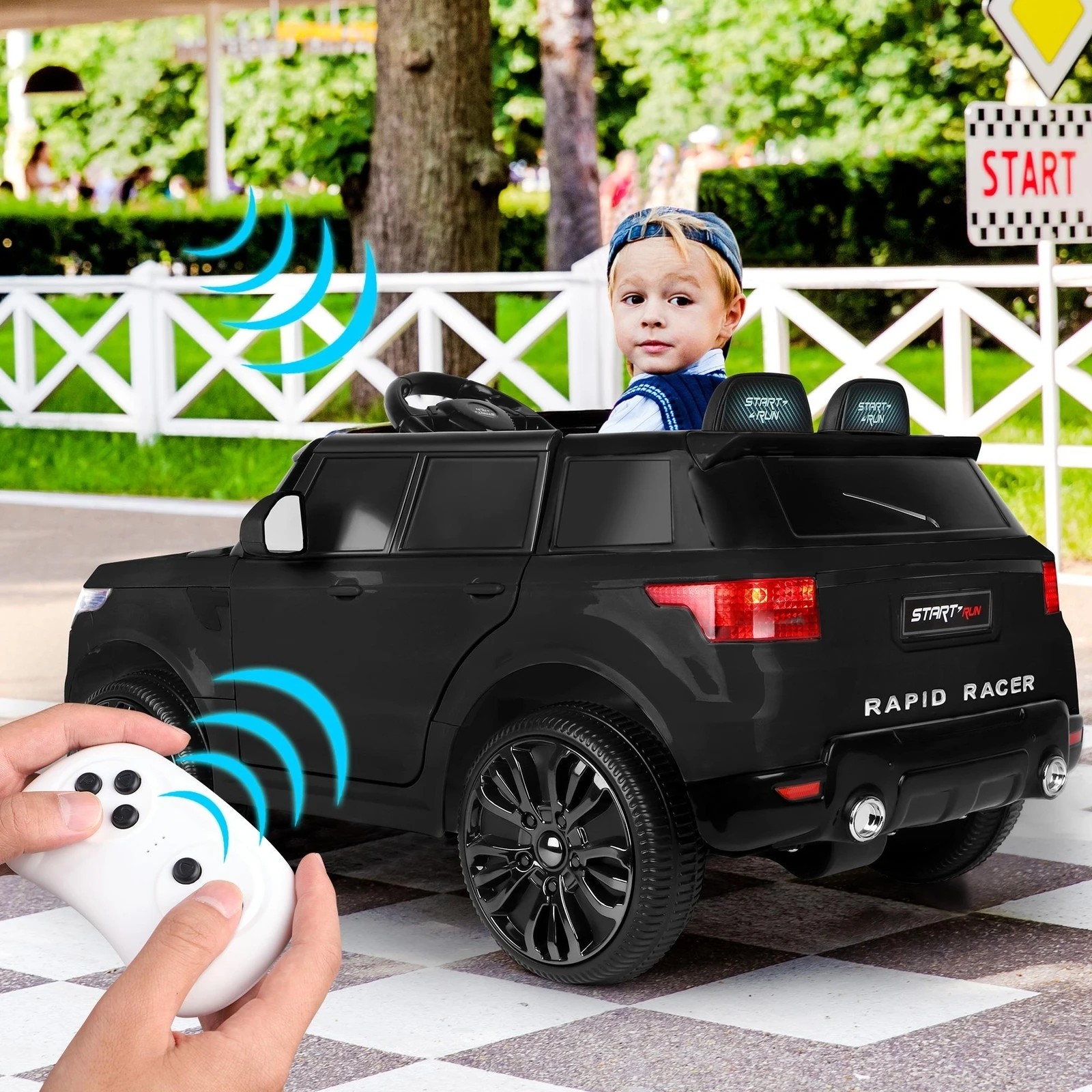 3 Alfordson Kids Ride On Car 12V Eletric Motor Remote Car Toy MP3 LED Light - Black, 3 of 10