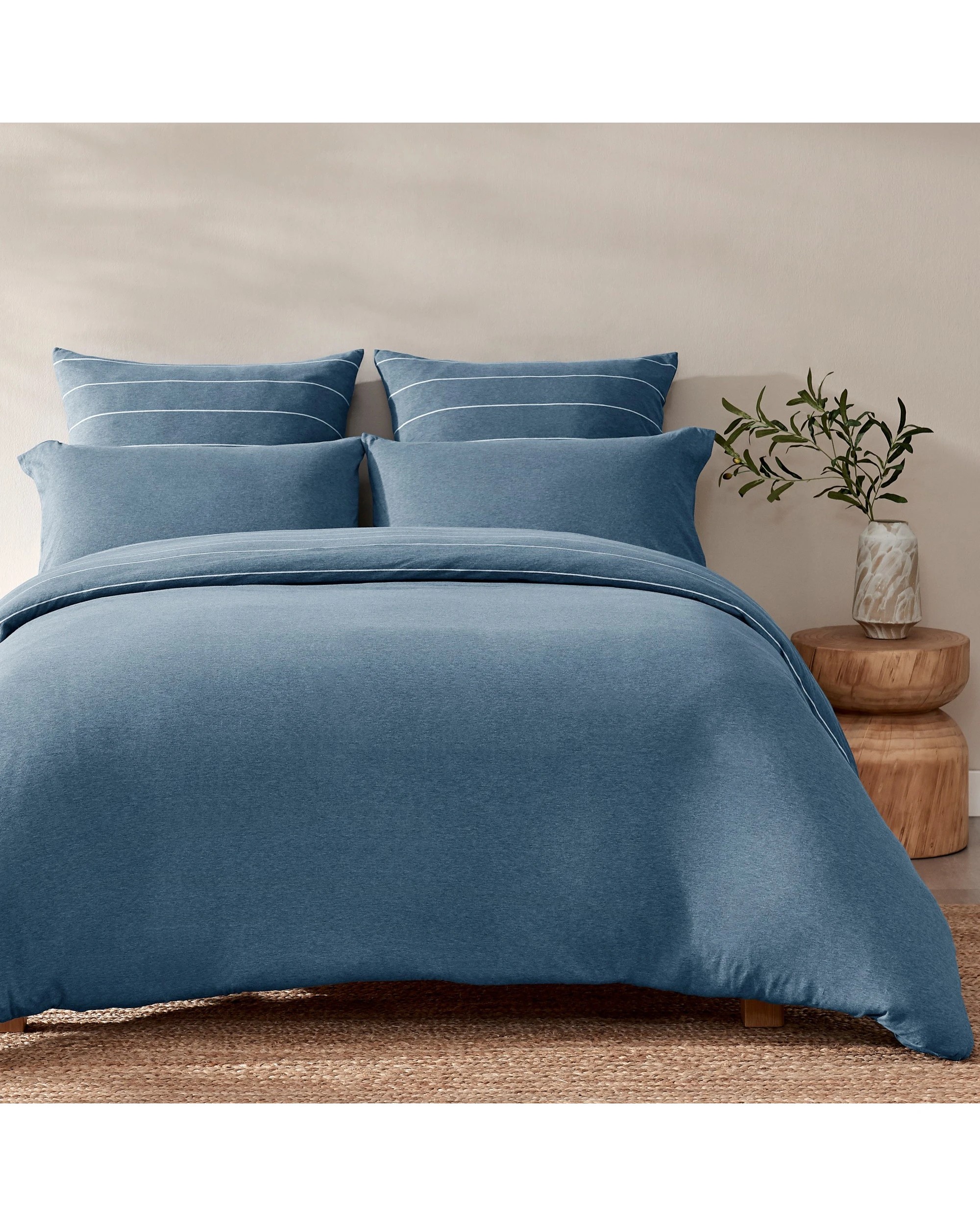 2 Dreamaker Jersey Luxe 100% Cotton Reversible Quilt Cover Set Charcoal - King Bed - Denim, 2 of 10