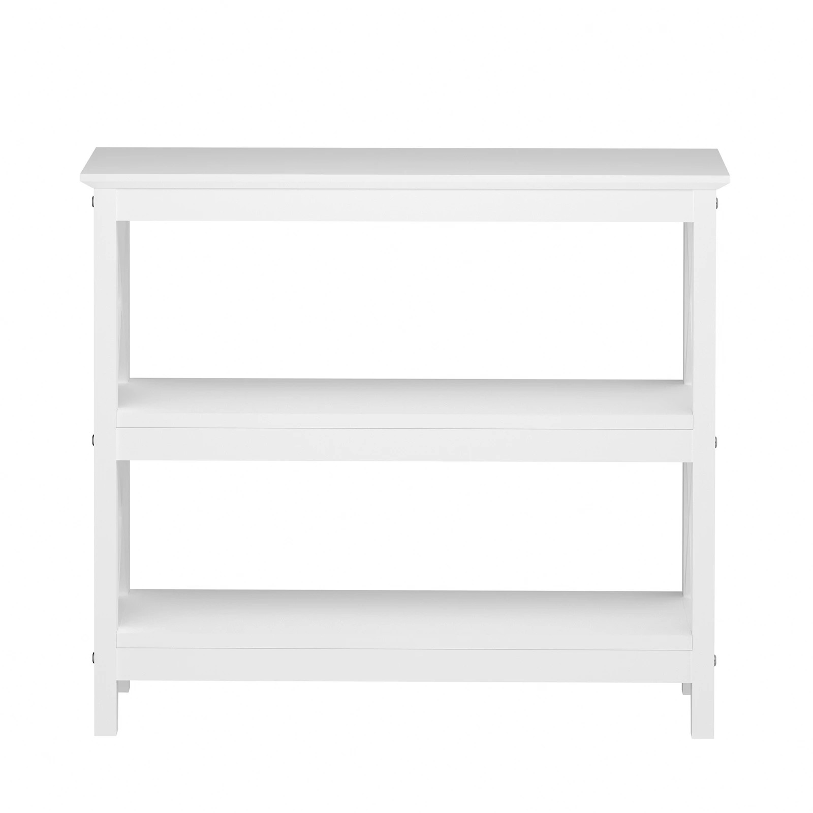 5 Oikiture 3-tier Console Table X-design Wood Sofa Table Hall Side Entry
 - White, 5 of 10