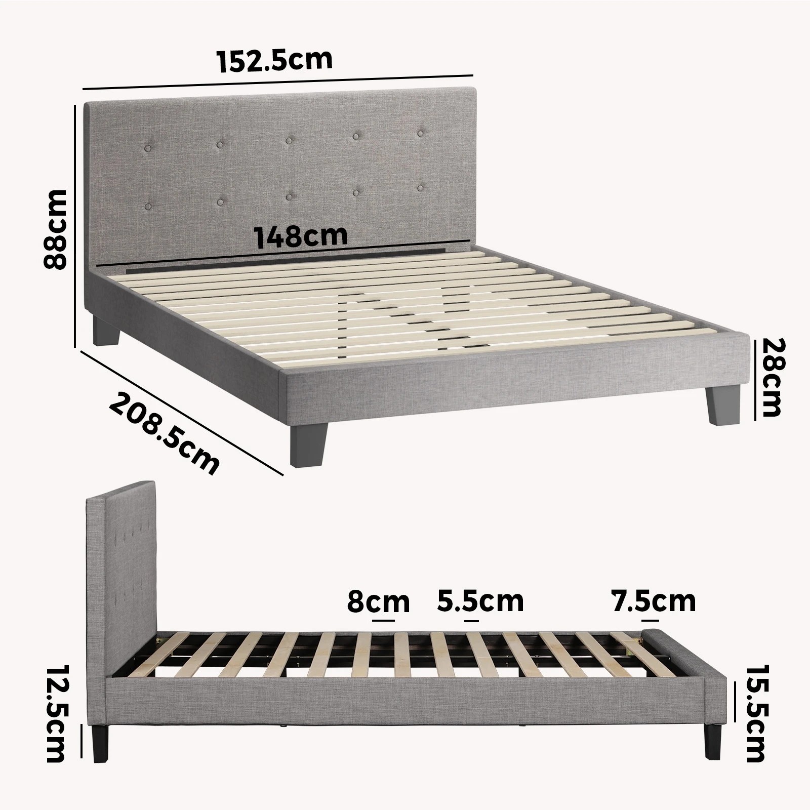 10 Oikiture Queen Bed Frame Bed Platform
 - Grey, 10 of 10