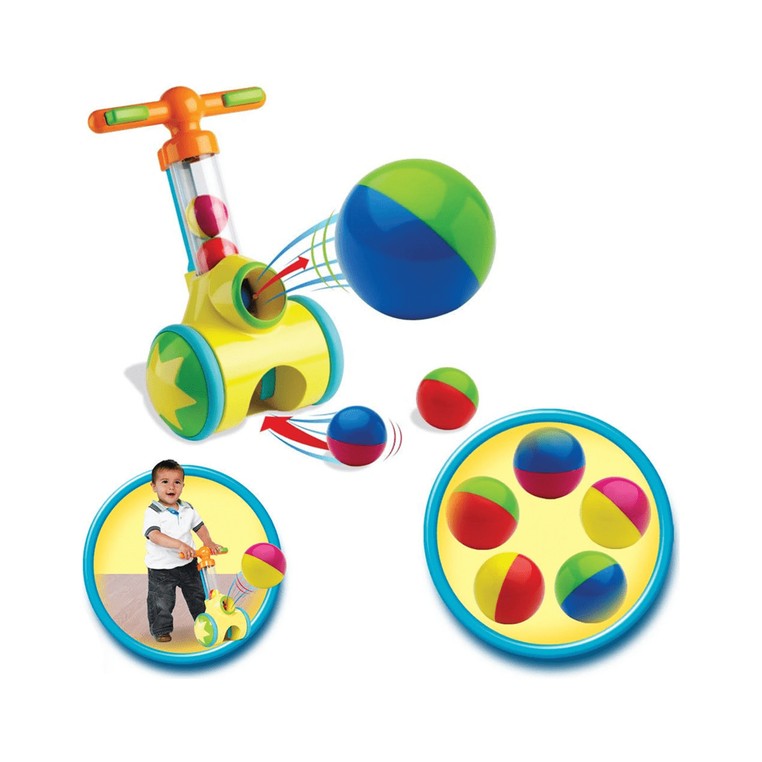 2 Tomy Pic N Pop Ball Blaster Push Along Toddler Toy Indoor Outdoor Play Game Kit - Multi, 2 of 3