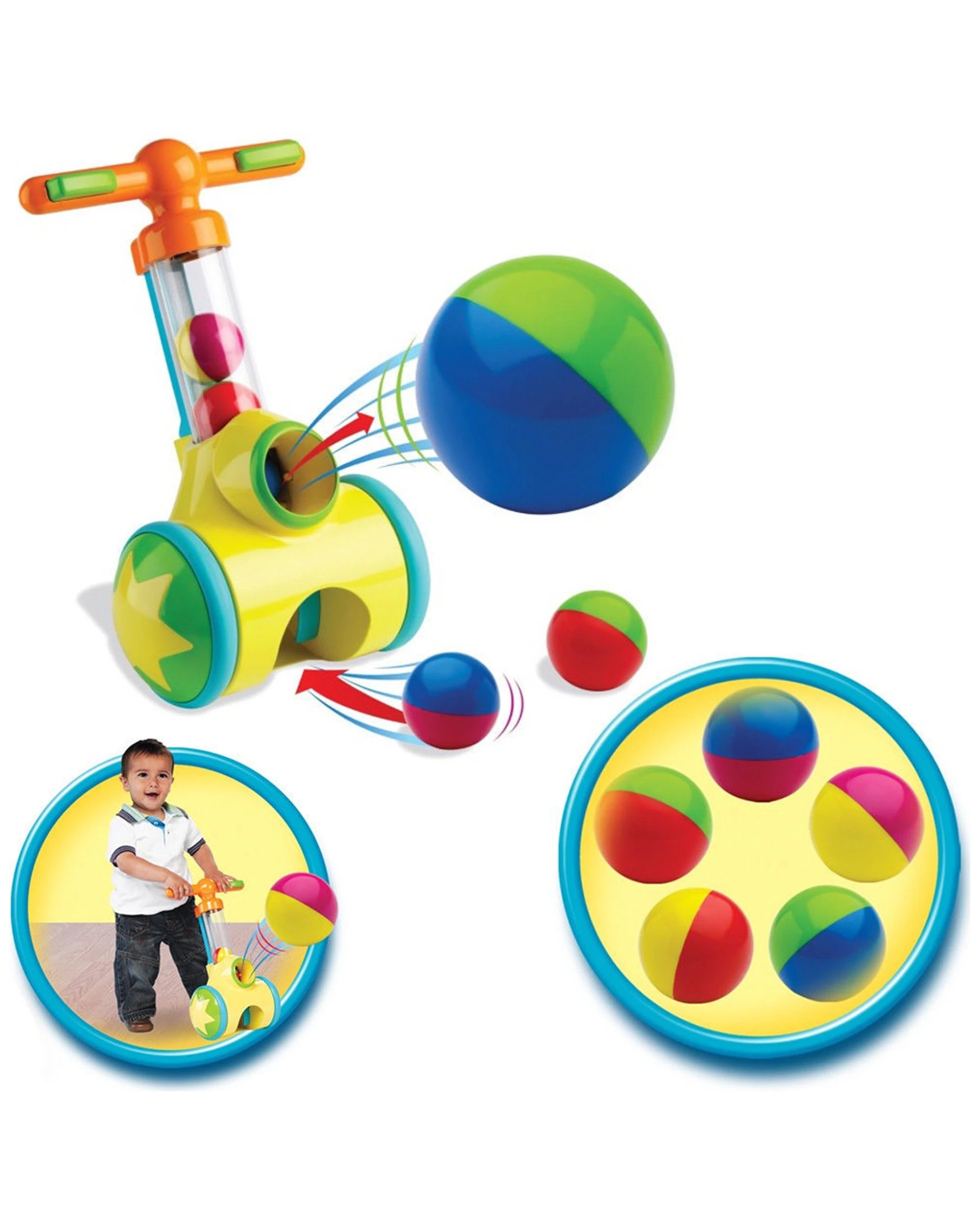 2 Tomy Pic N Pop Ball Blaster Push Along Toddler Toy Indoor Outdoor Play Game Kit - Multi, 2 of 3