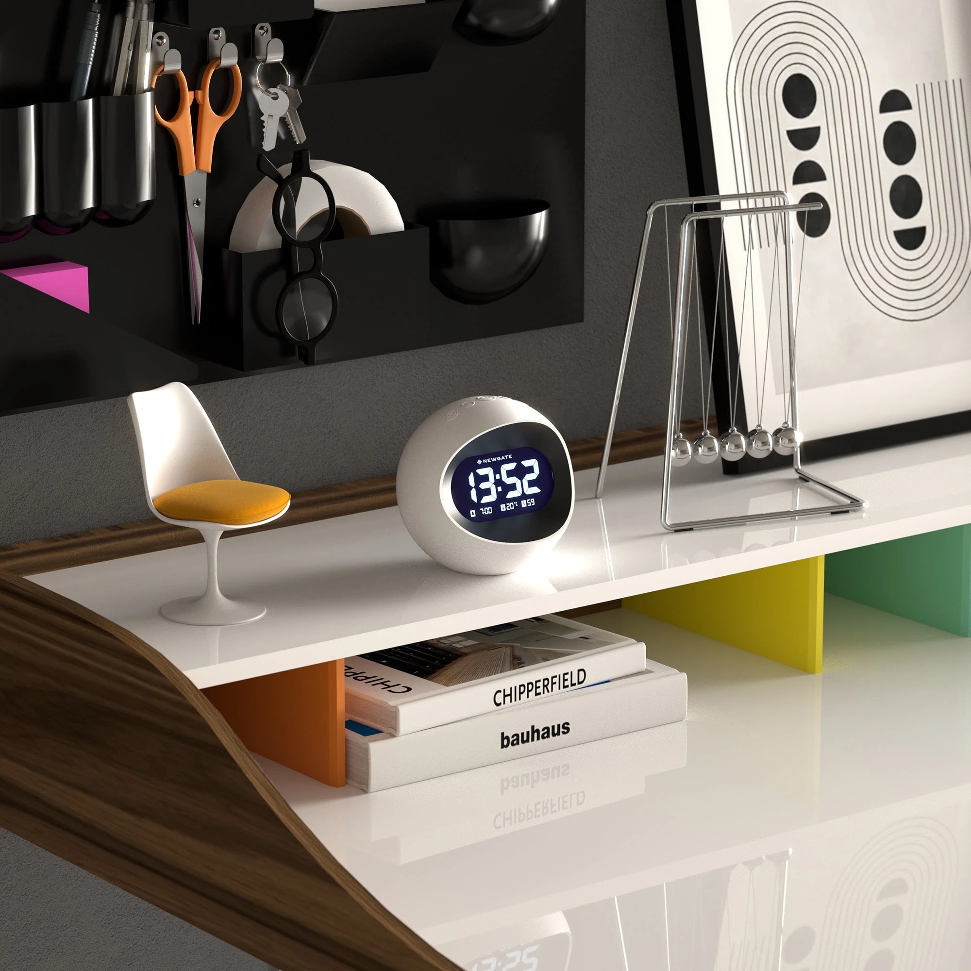 5 Newgate Centre Of The Earth Lcd Alarm Clock White - White, 5 of 5