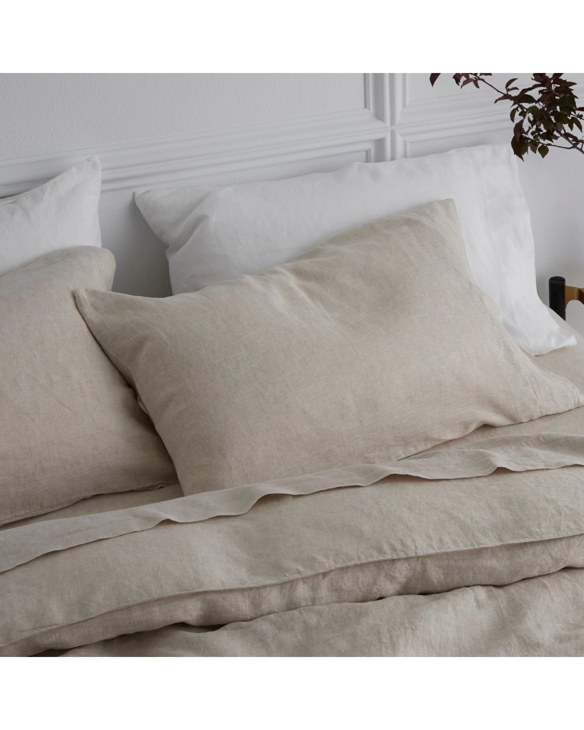 1 Bedding co 2pc Pillow Case Set 100% French Flax Linen - Queen Bed - Natural, 1 of 5
