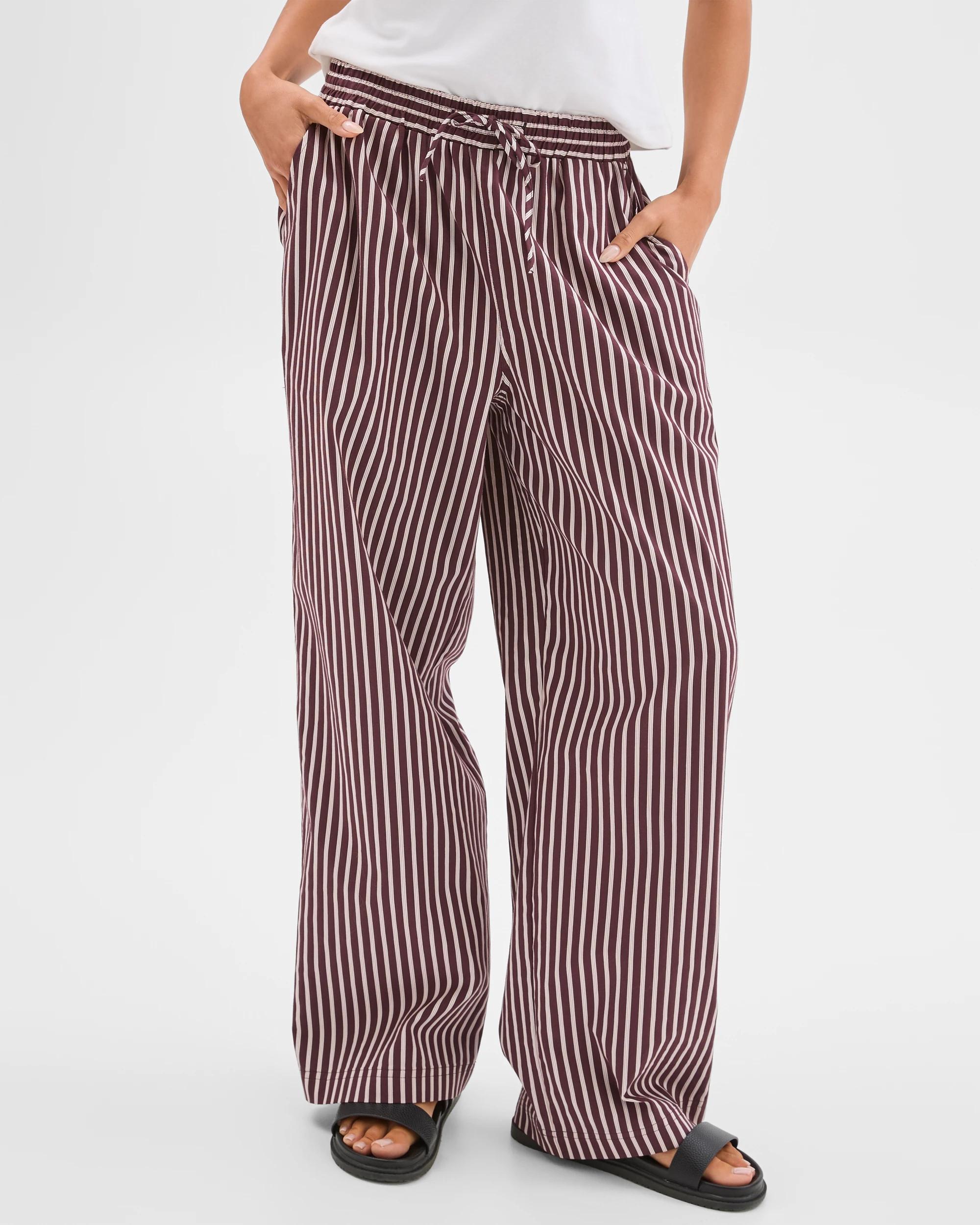 3 Lily Loves Australian Cotton Blend Poplin Striped Pants FUDGE STRIPE, 3 of 7
