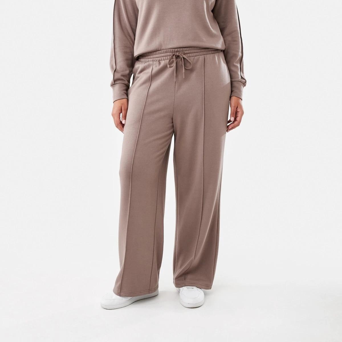 1 Soft Touch Wide Leg Trackpants Taupe Brn, 1 of 5