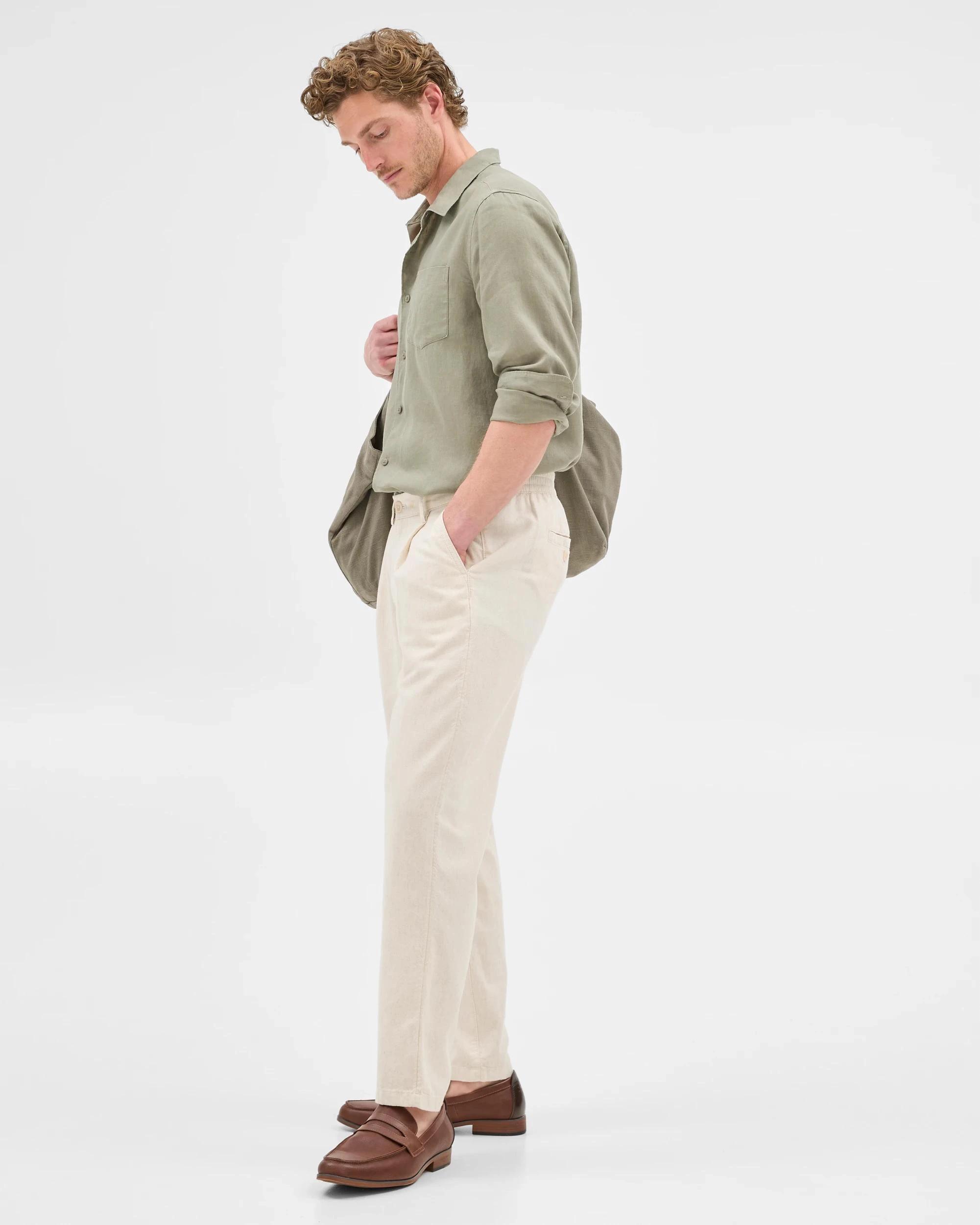 3 Target Australian Cotton Blend Pleated Pants LIGHT STONE, 3 of 6