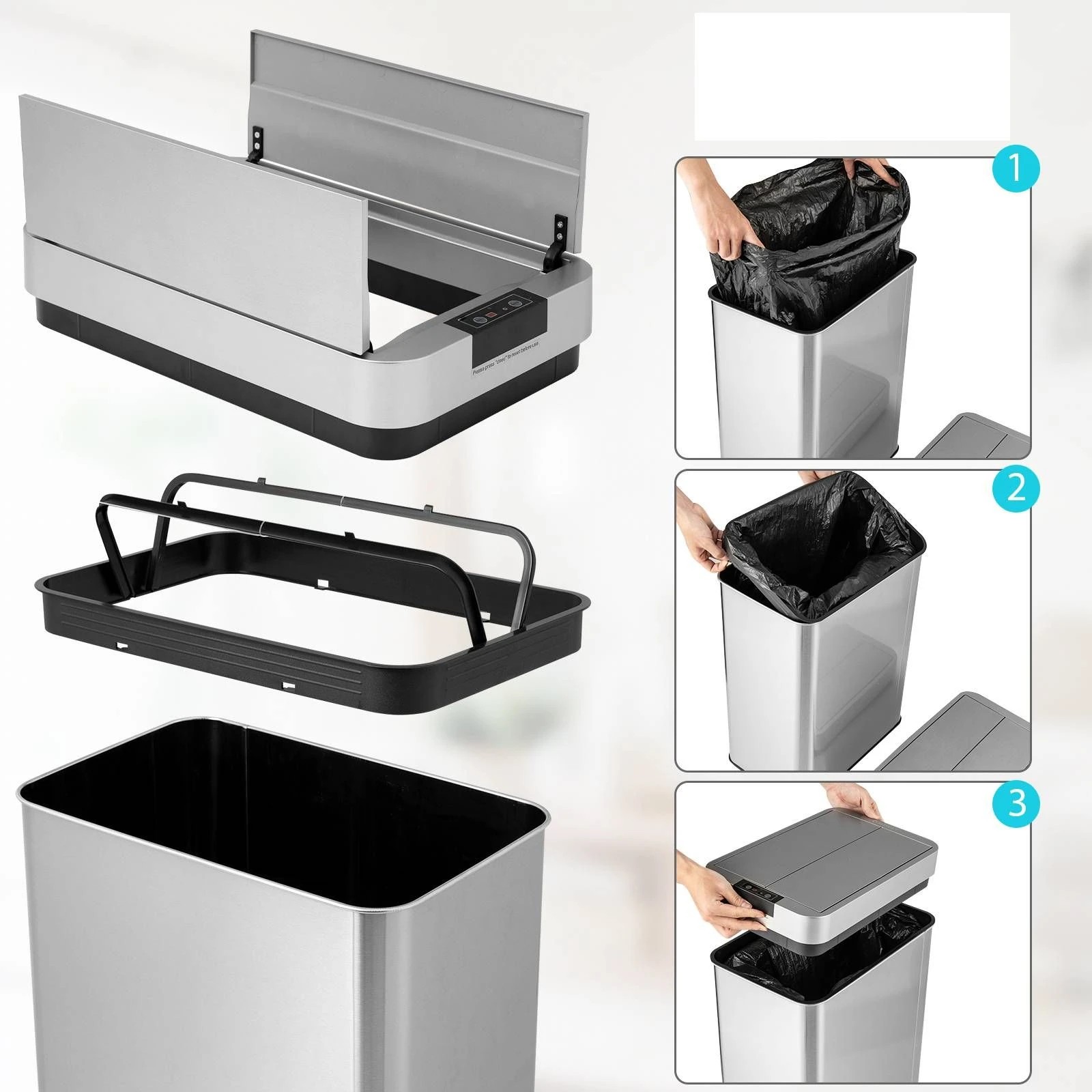 4 Costway 50L Automatic Sensor Slim Trash Can Garbage Bin, 4 of 6