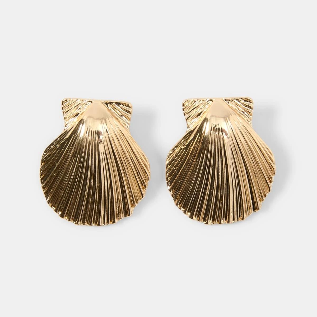 2 Faux Shell Stud - Gold Tone Gold, 2 of 5