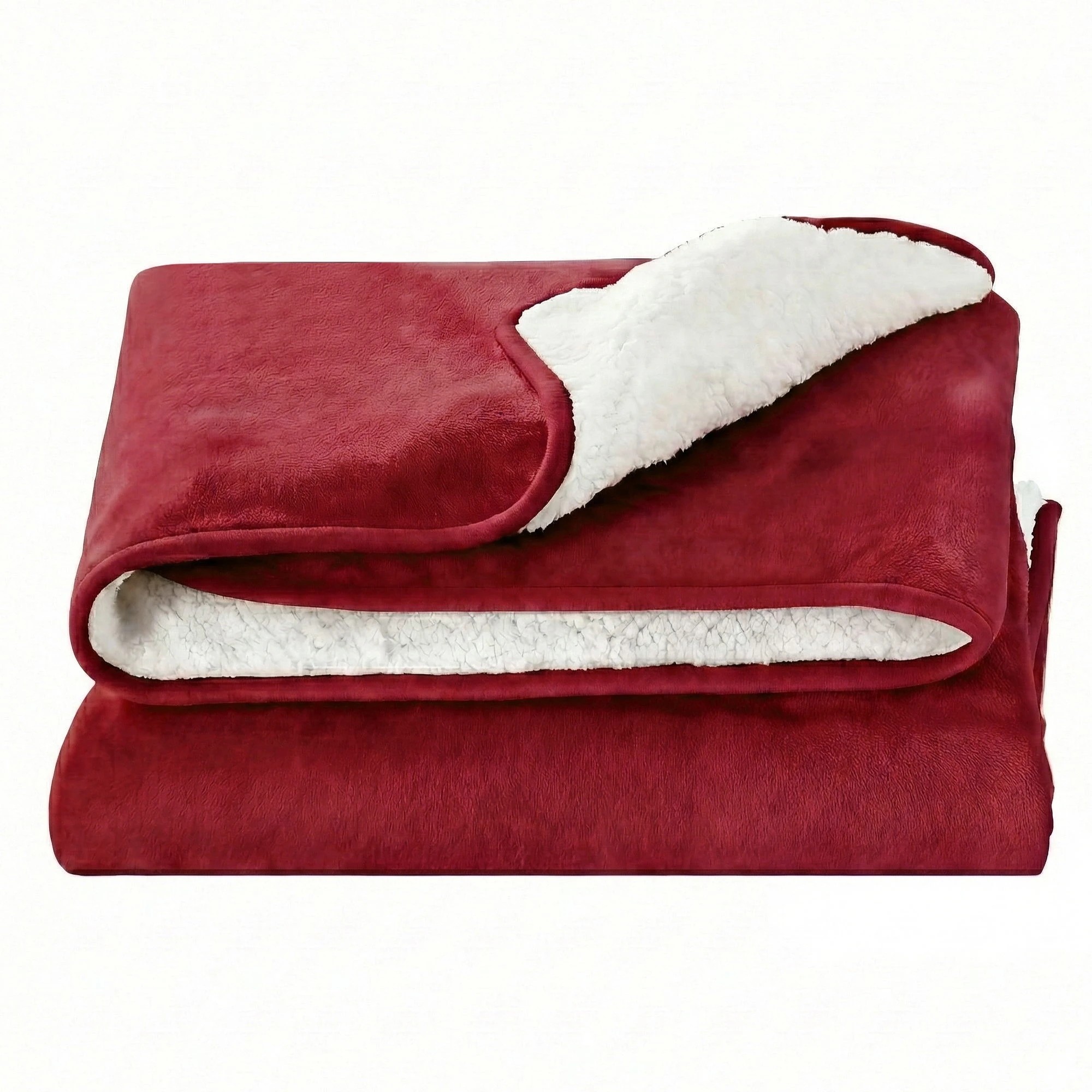 1 Giselle Electric Throw Rug Double Size 200x180cm Fleece Flannel Heated Blanket - Burgundy, 1 of 8