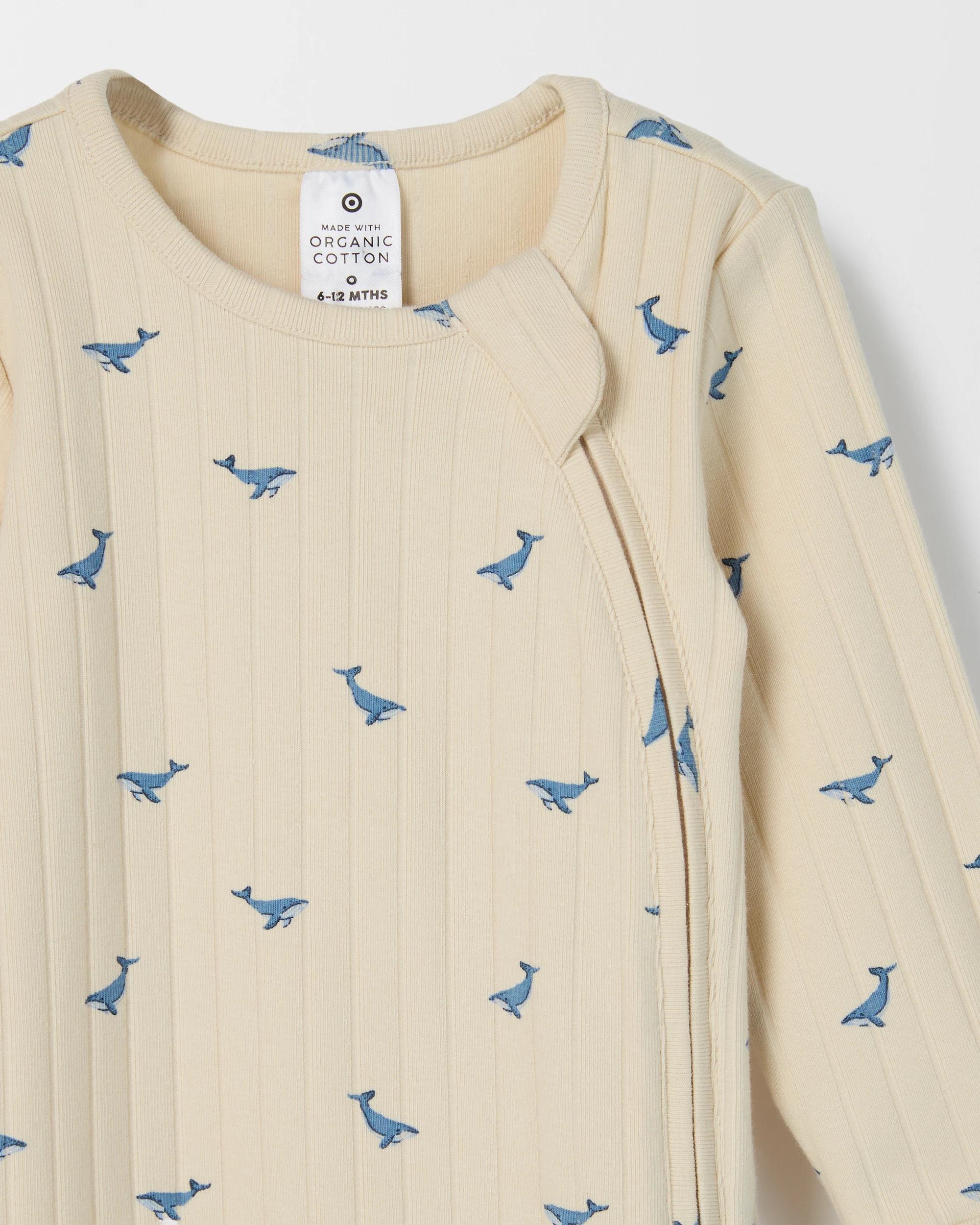 4 Target Baby Organic Cotton 2 Pack Rib Side Zip Elevated Coverall WHALES, 4 of 4