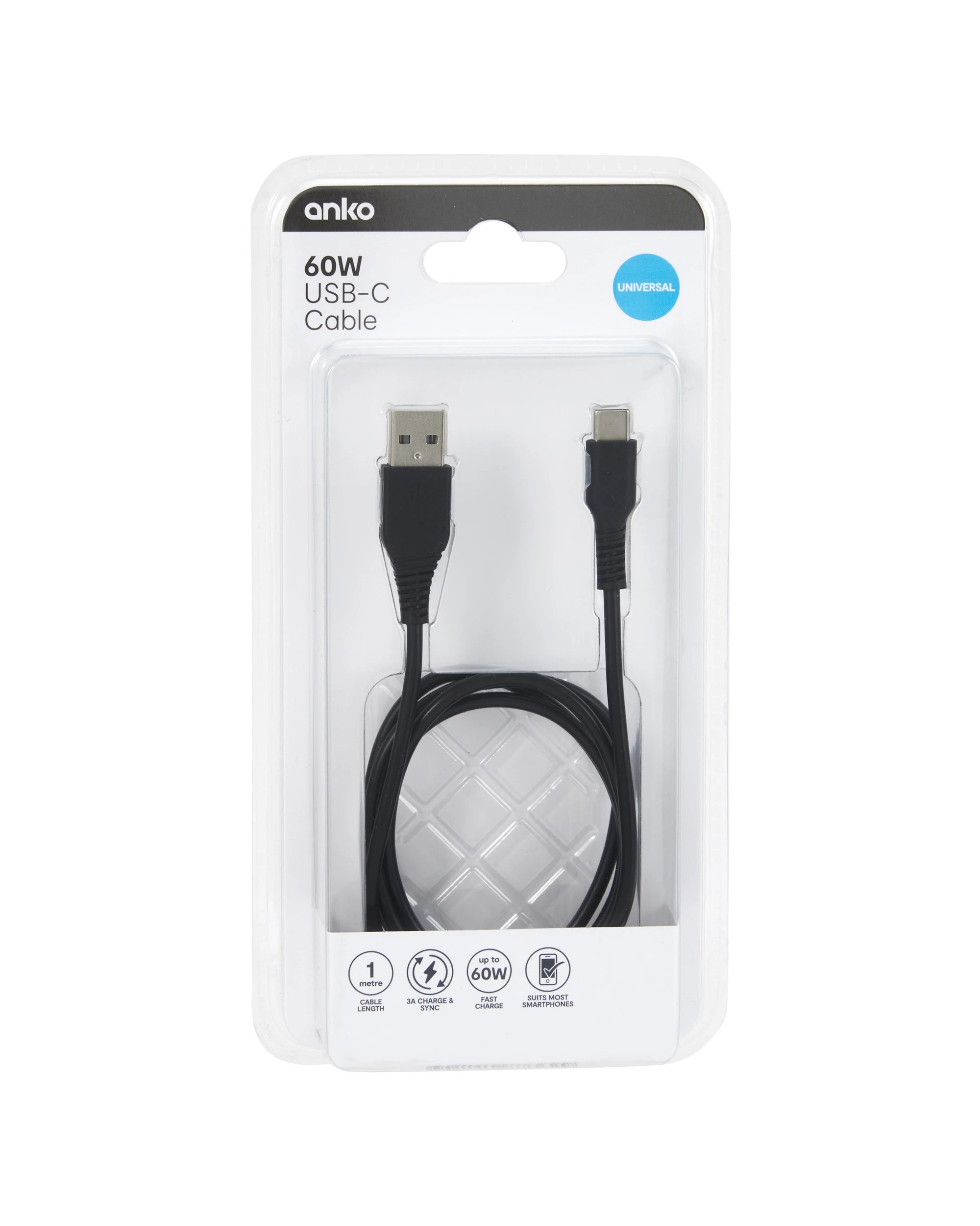 6 USB-A to USB-C Cable - 1m, Black, 6 of 6