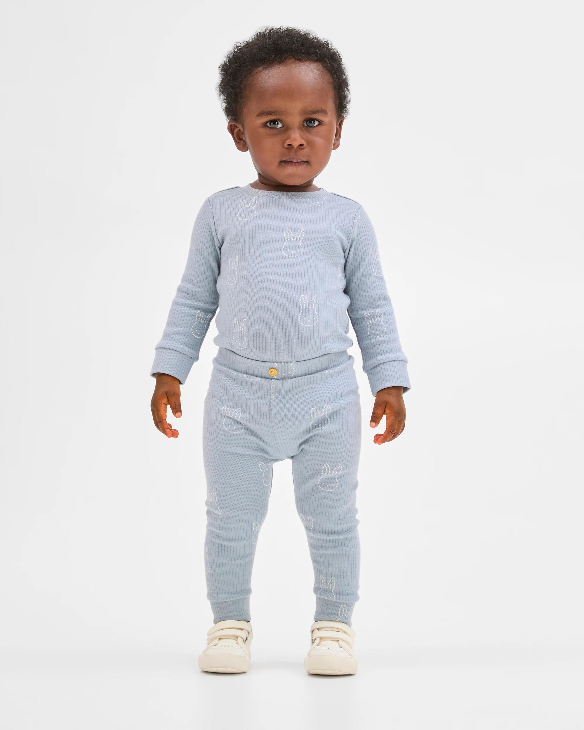 1 Target Baby Baby Organic Cotton Rib Bodysuit and Leggings Set TEAL BUNNY, 1 of 5