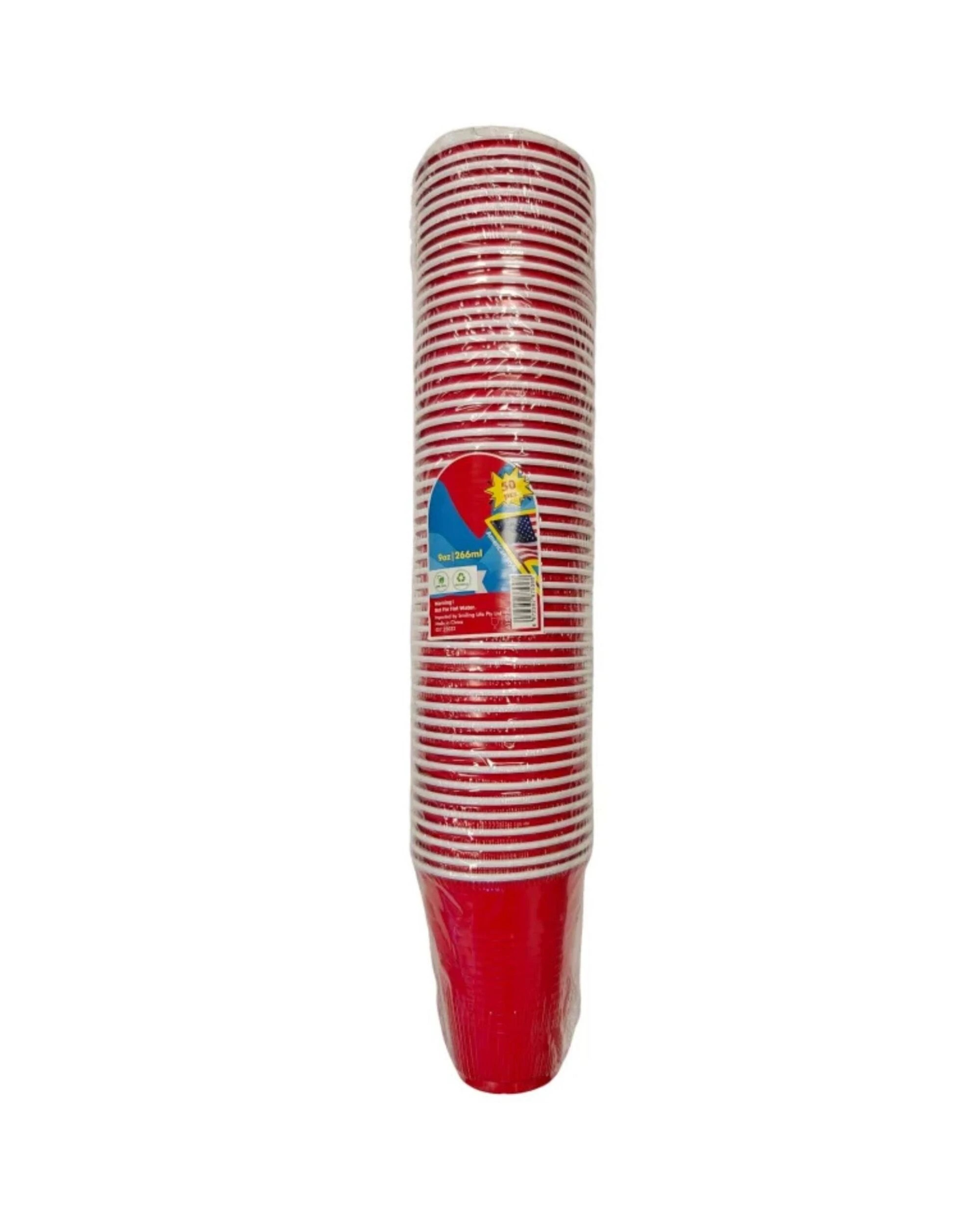 3 Party Maker American Party Cups 266ml Pack of 50 - Red, 3 of 3
