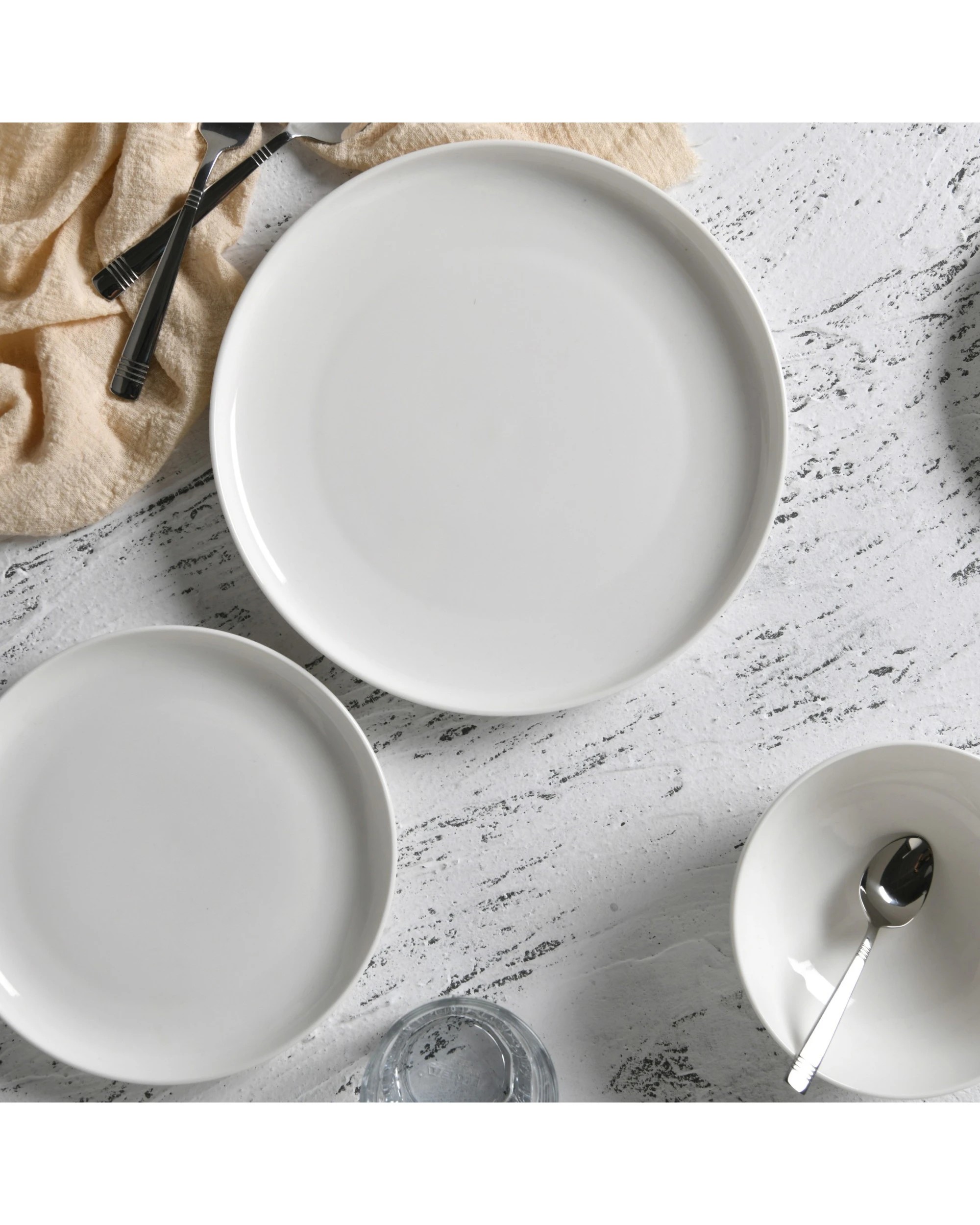 6 Gourmet Kitchen Essential 12 PC Dinner Set Coupe Shape Gloss 4 Person - White, 6 of 6