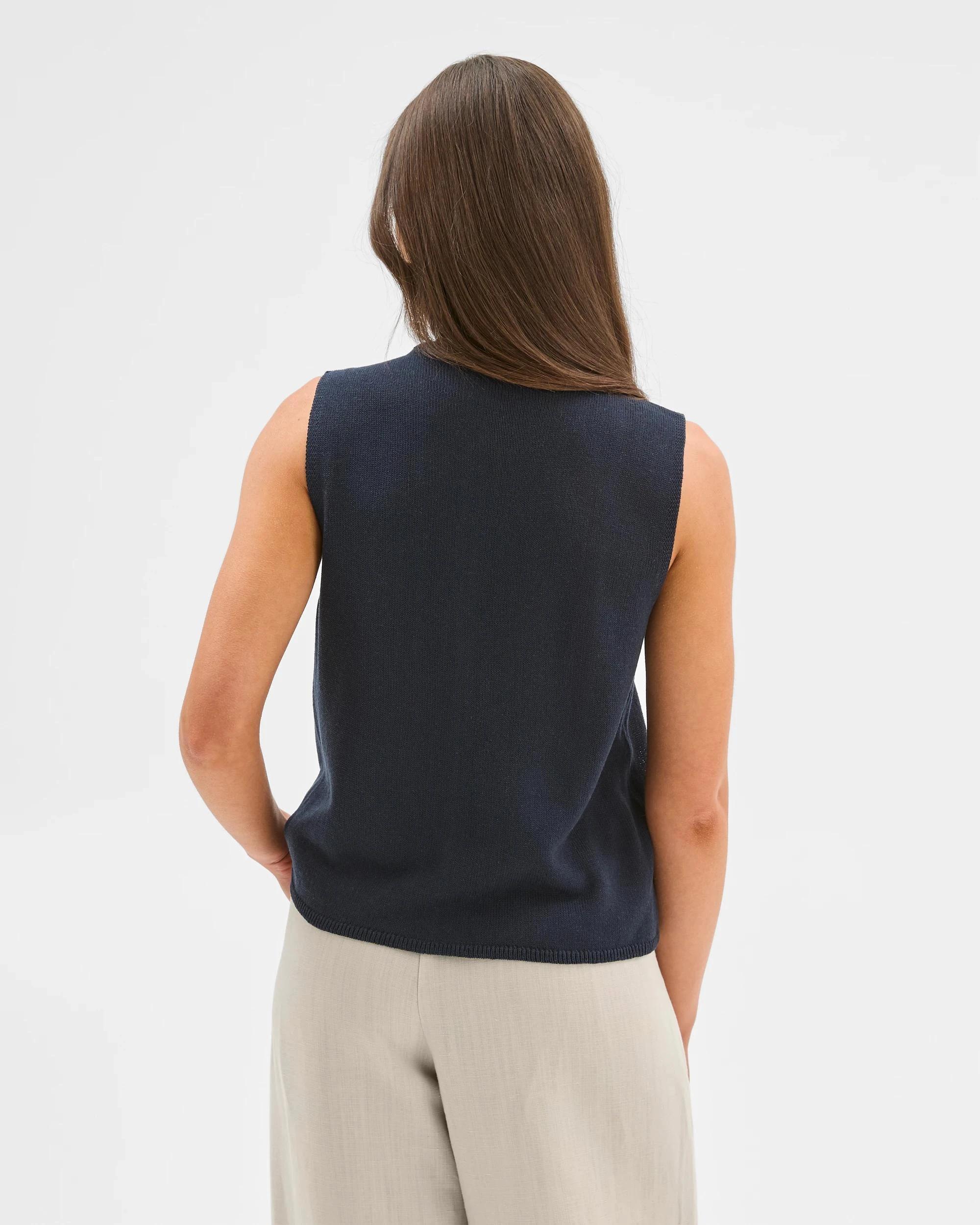 4 Target Petites Button Front Knit Vest NAVY BLAZER, 4 of 5