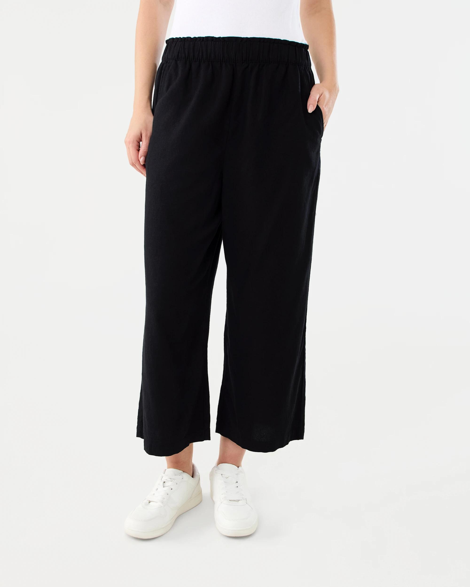 1 Linen Blend Culottes Black, 1 of 4