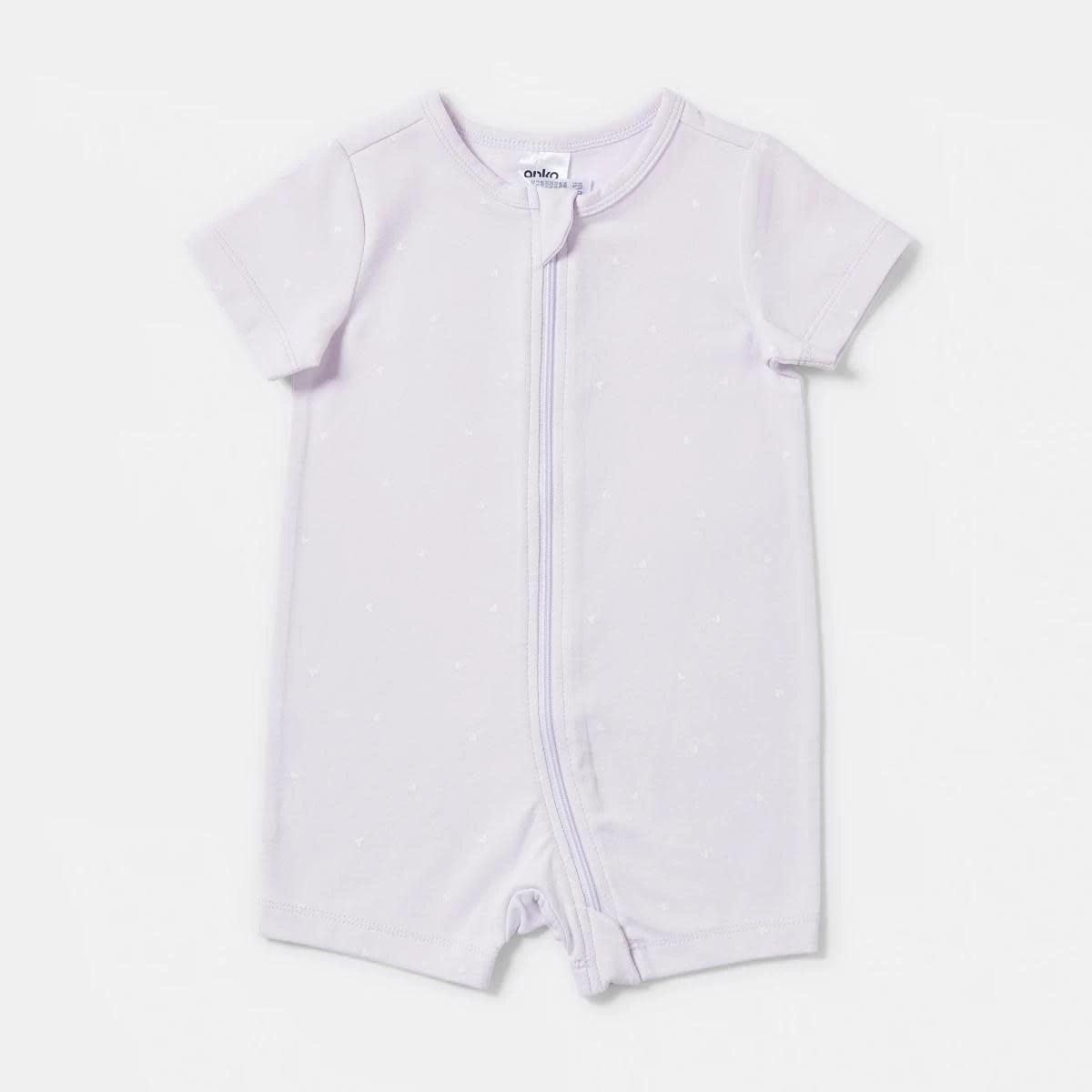 1 Short Sleeve Zip Romper PURPLE HEARTS, 1 of 4