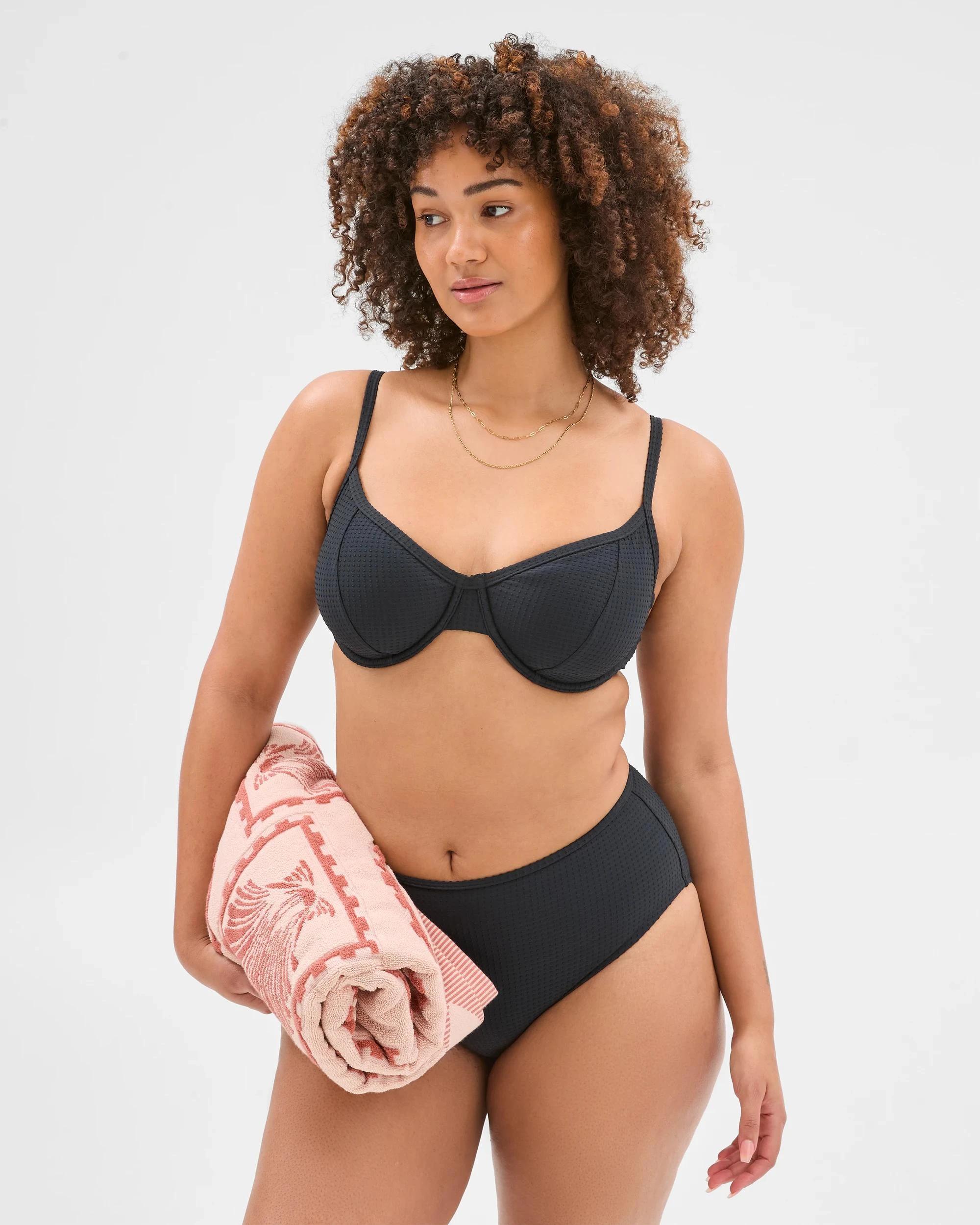 5 Target Resort Textured Half Cup Bikini Top BLACK, 5 of 10