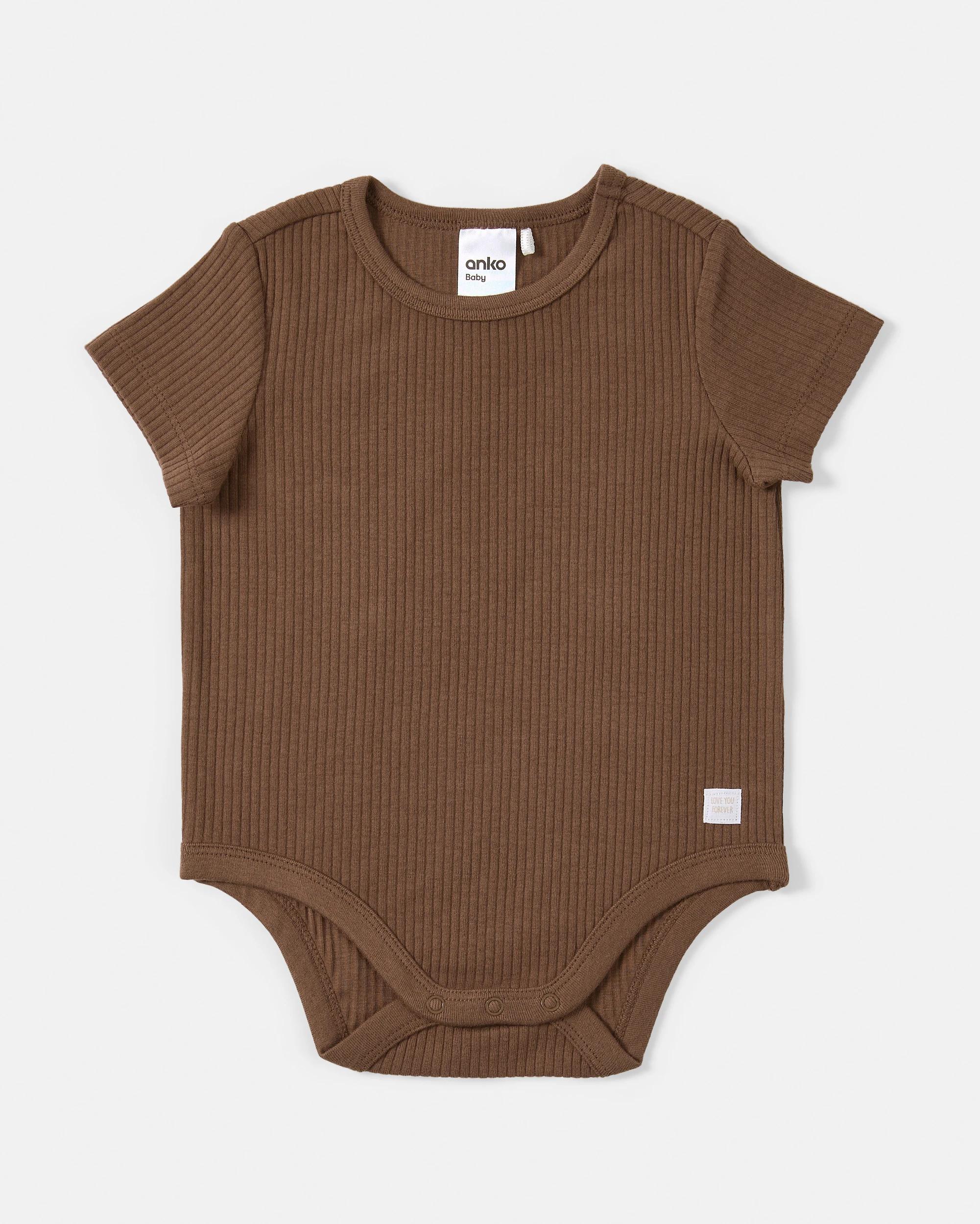 5 3 Pack Short Sleeve Rib Bodysuits Brw Multi, 5 of 8