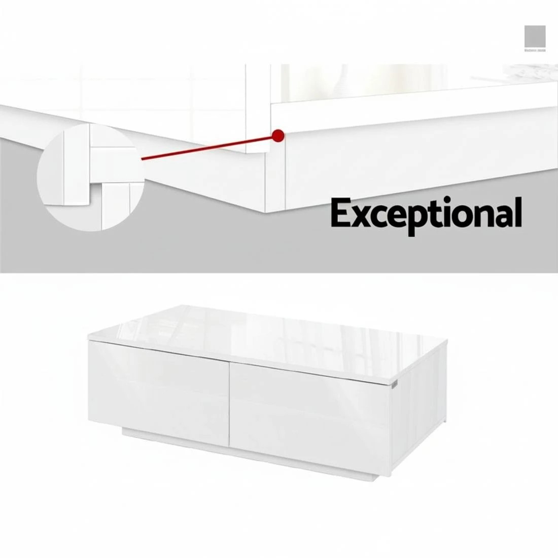 7 Artiss Coffee Table 4 Drawers - White, 7 of 8