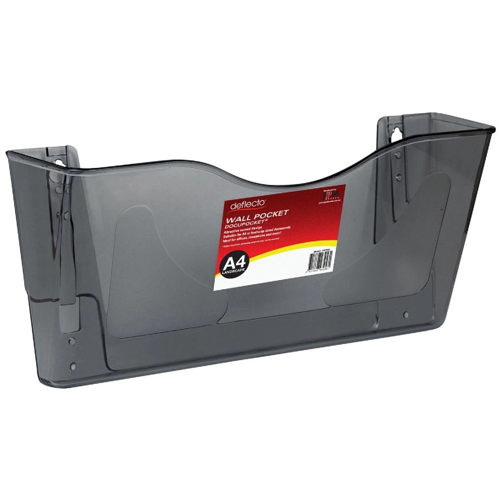 1 Deflecto Docupocket Landscape Wall Pocket A4 Smoke, 1 of 2