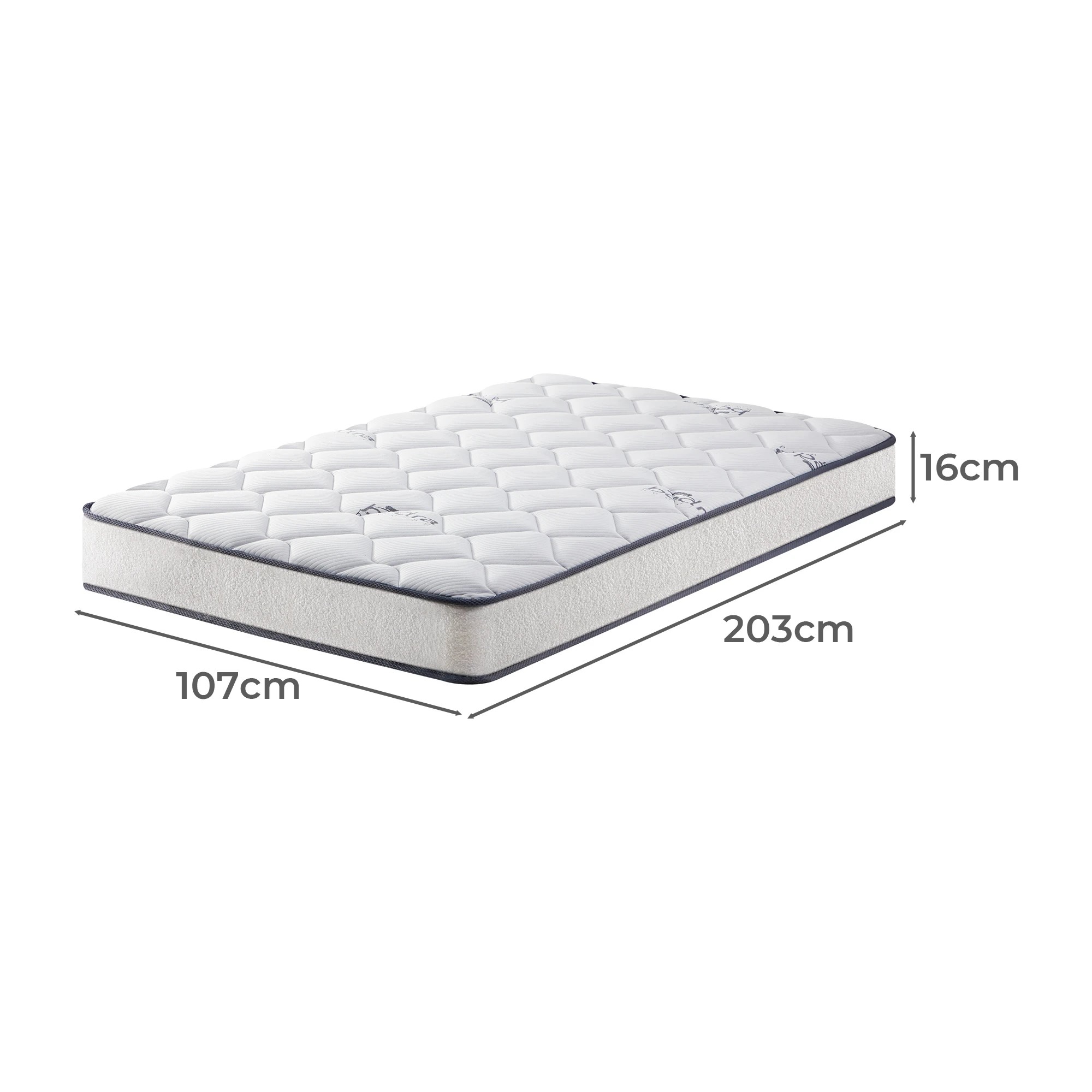 4 Bedra Bedding King Single Mattress Bonnell Spring Bed Boucle Fabric 16cm
 - White, 4 of 7