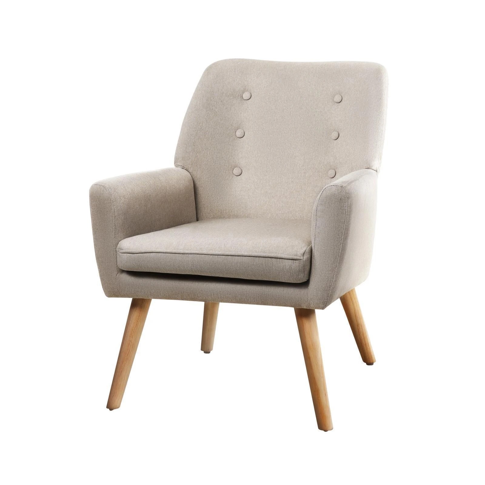 1 Oikiture Armchair Lounge Chair Linen Accent Armchairs Tub Chairs Sofa
 - Beige, 1 of 10