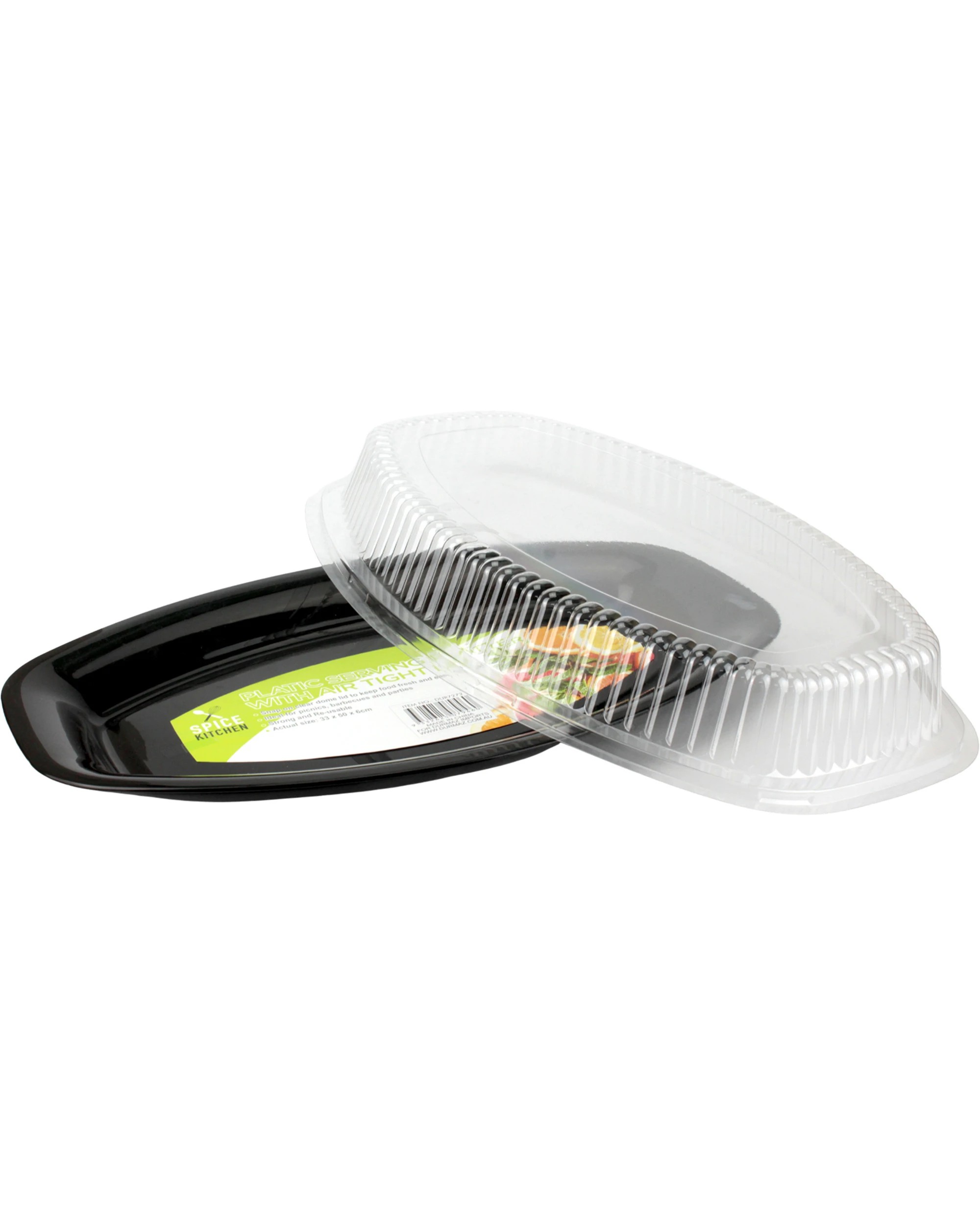 1 Durmaz Reusable Oval Serving Platter With Dome Lid - Black, 1 of 3