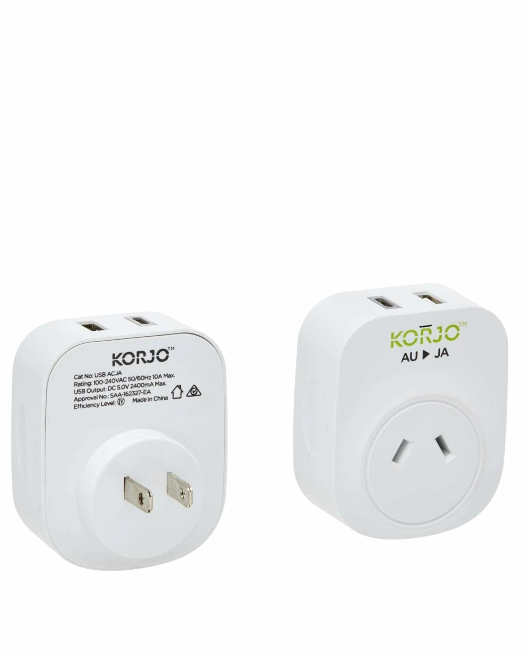 4 Korjo Travel Adaptor Plug with USB-C + USB-A - Aus to Japan - White, 4 of 5