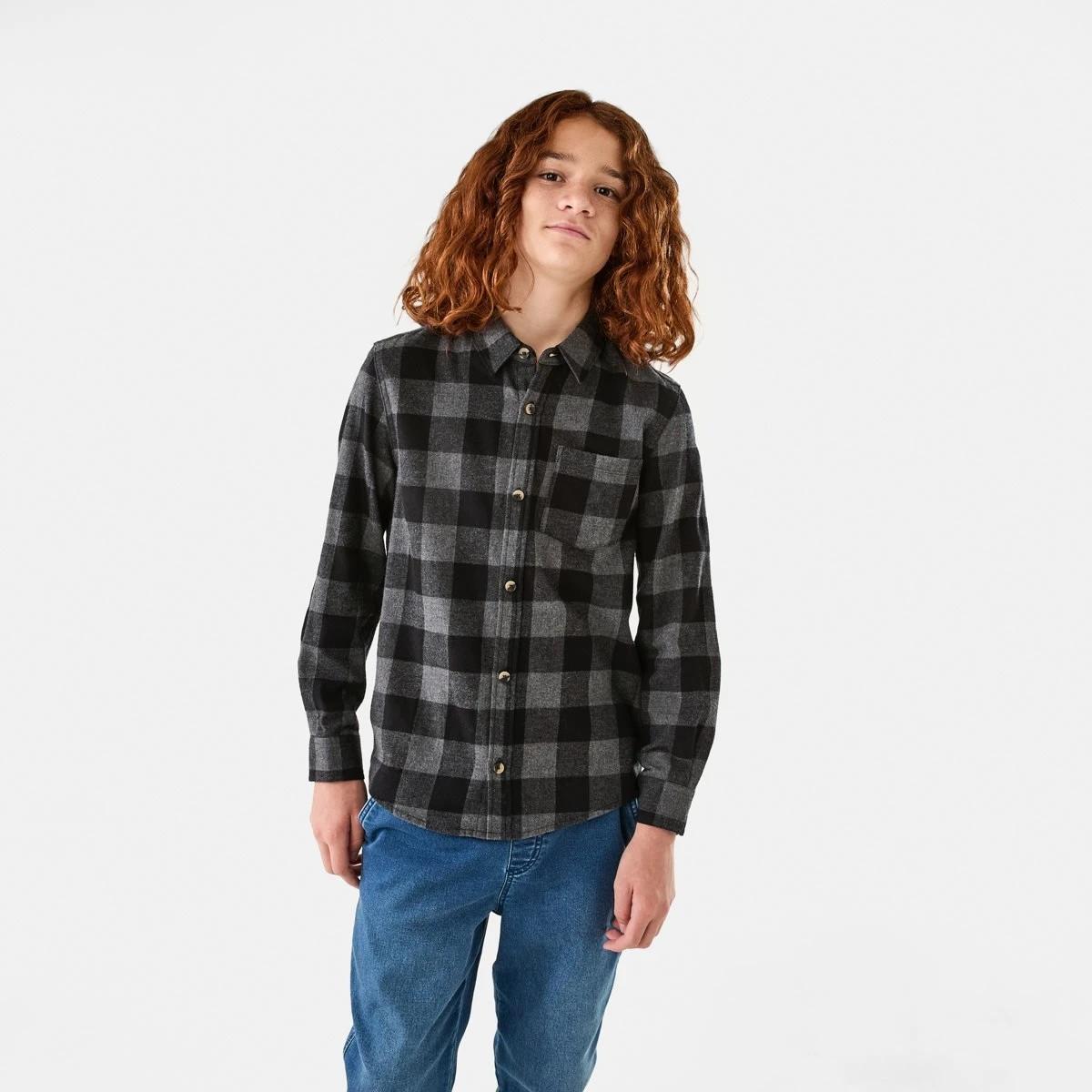 1 Long Sleeve Flannel Shirt Char Check, 1 of 9