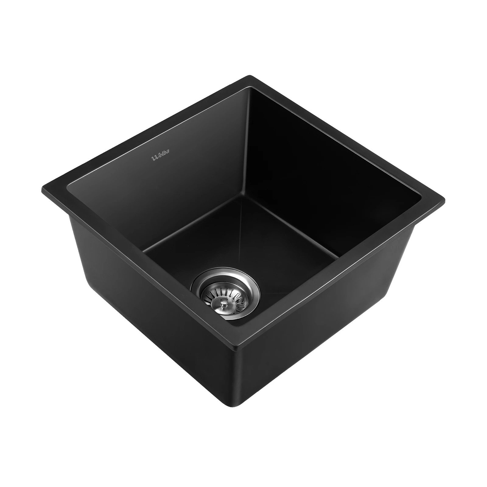 4 Welba Kitchen Sink Granite Stone Sink Laundry Basin Single Bowl 45cmx45cm - Black, 4 of 5