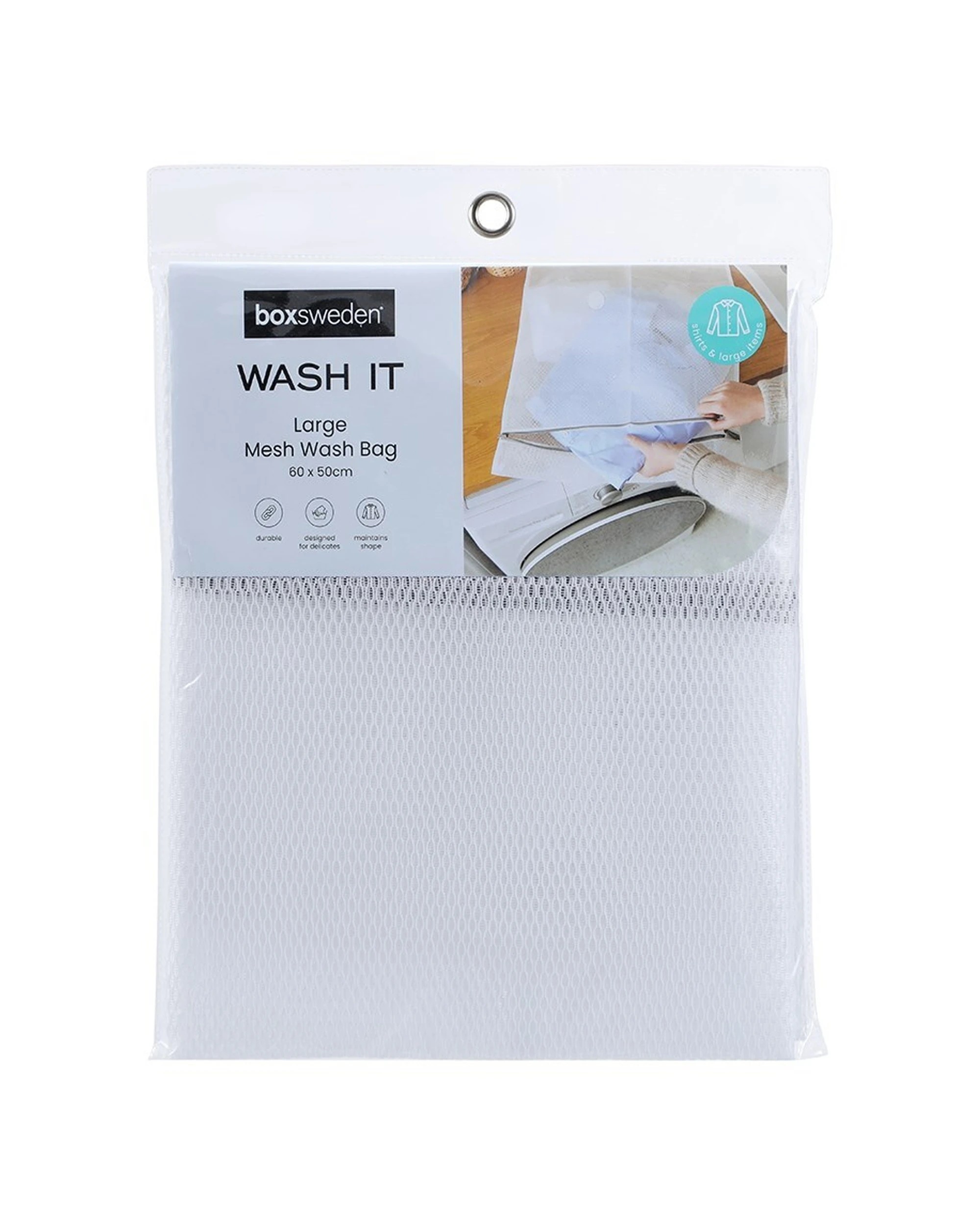 1 Boxsweden Wash It 60x50cm Washing Machine Mesh Clothes Bag Storage Large White
 - White, 1 of 3