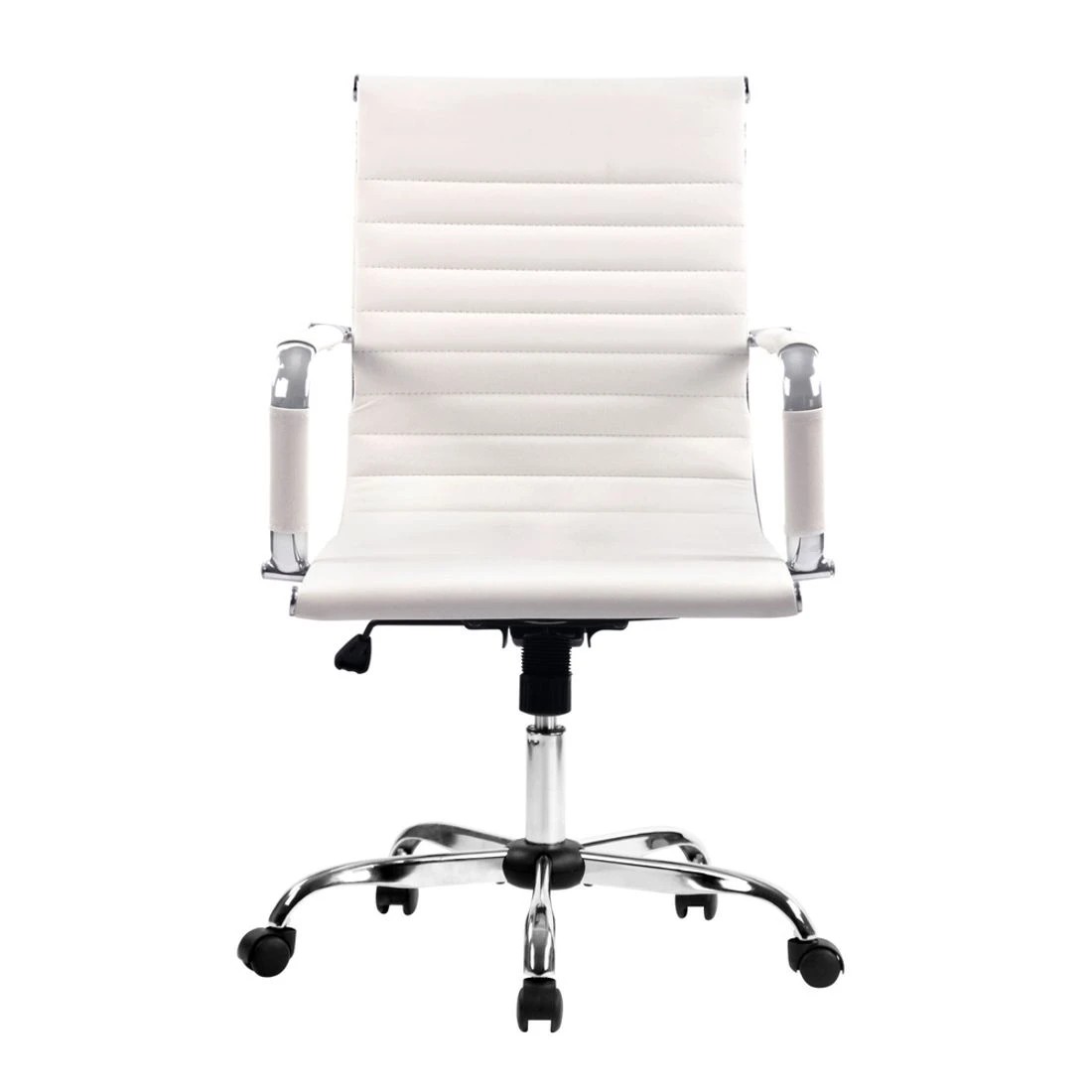 4 Artiss Office Chair Conference Chairs PU Leather Mid Back - White, 4 of 8