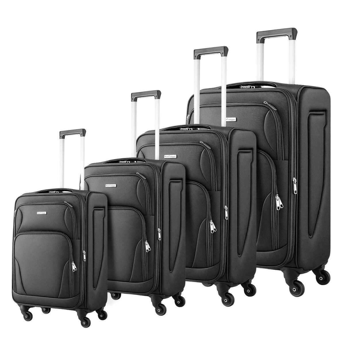 2 Buon Viaggio 4 Piece Luggage Set Travel Suitcases Soft Shell Carry On, 2 of 3