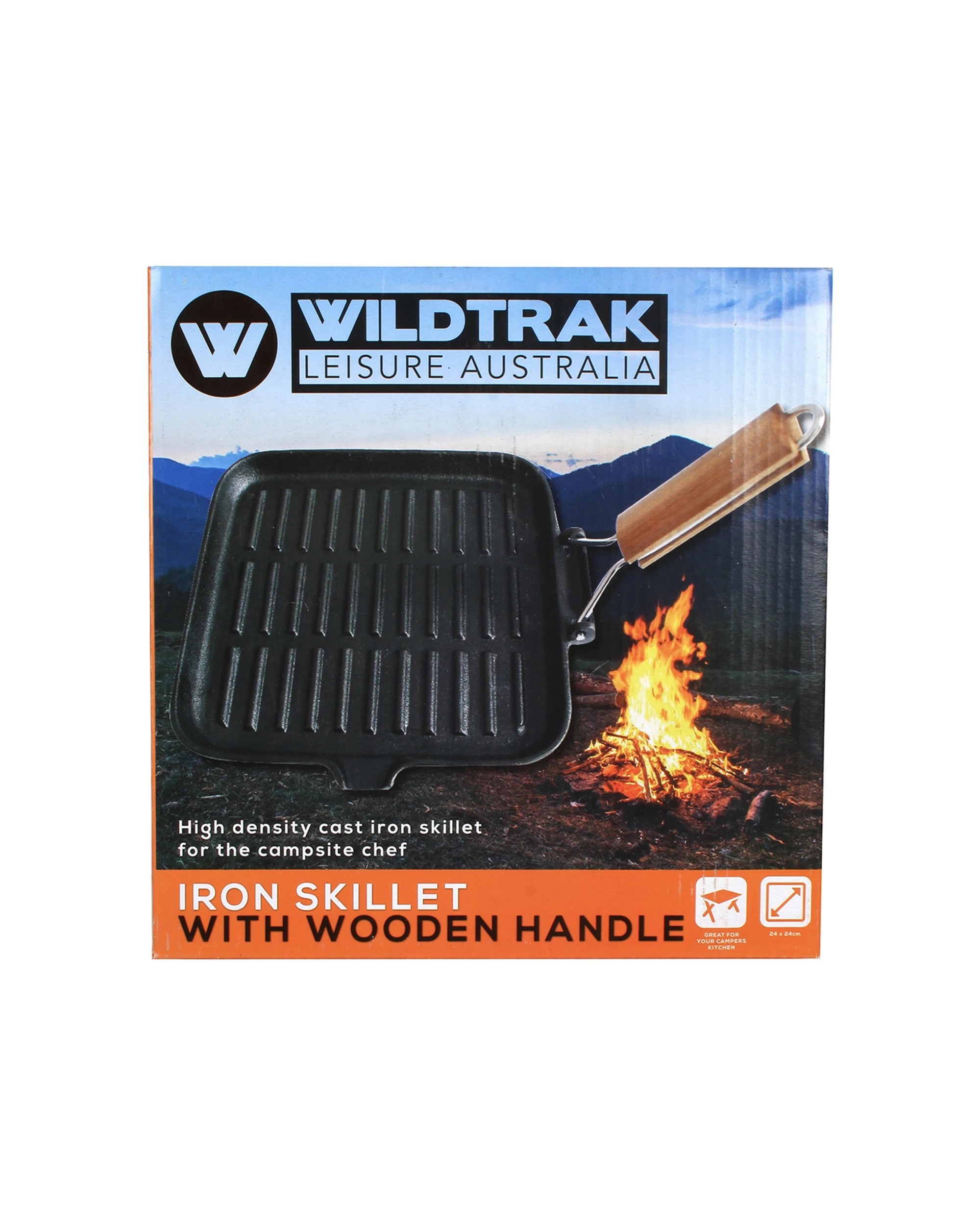 2 Wildtrak Cast Iron Griddle With Heat Resistant Wooden Handle Square - Multi, 2 of 2