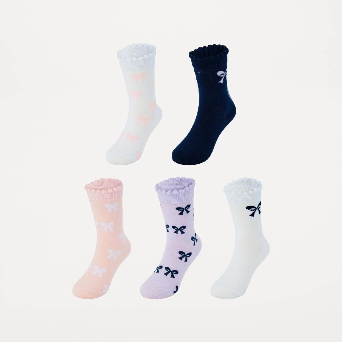 1 5 Pack Crew Socks BOWS, 1 of 3