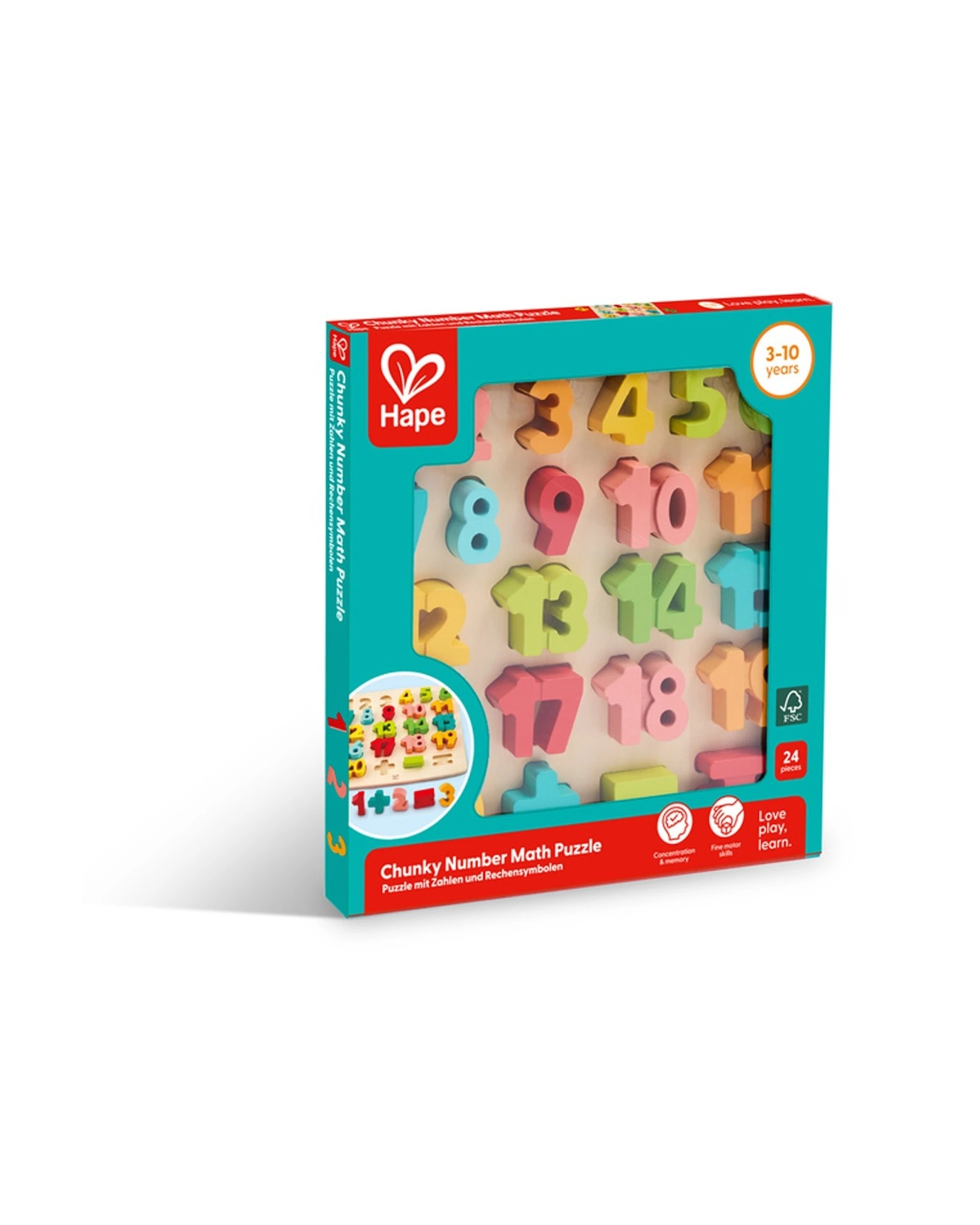 2 Hape Chunky Number Math Puzzle Educational Toy For Kids - Multi, 2 of 5