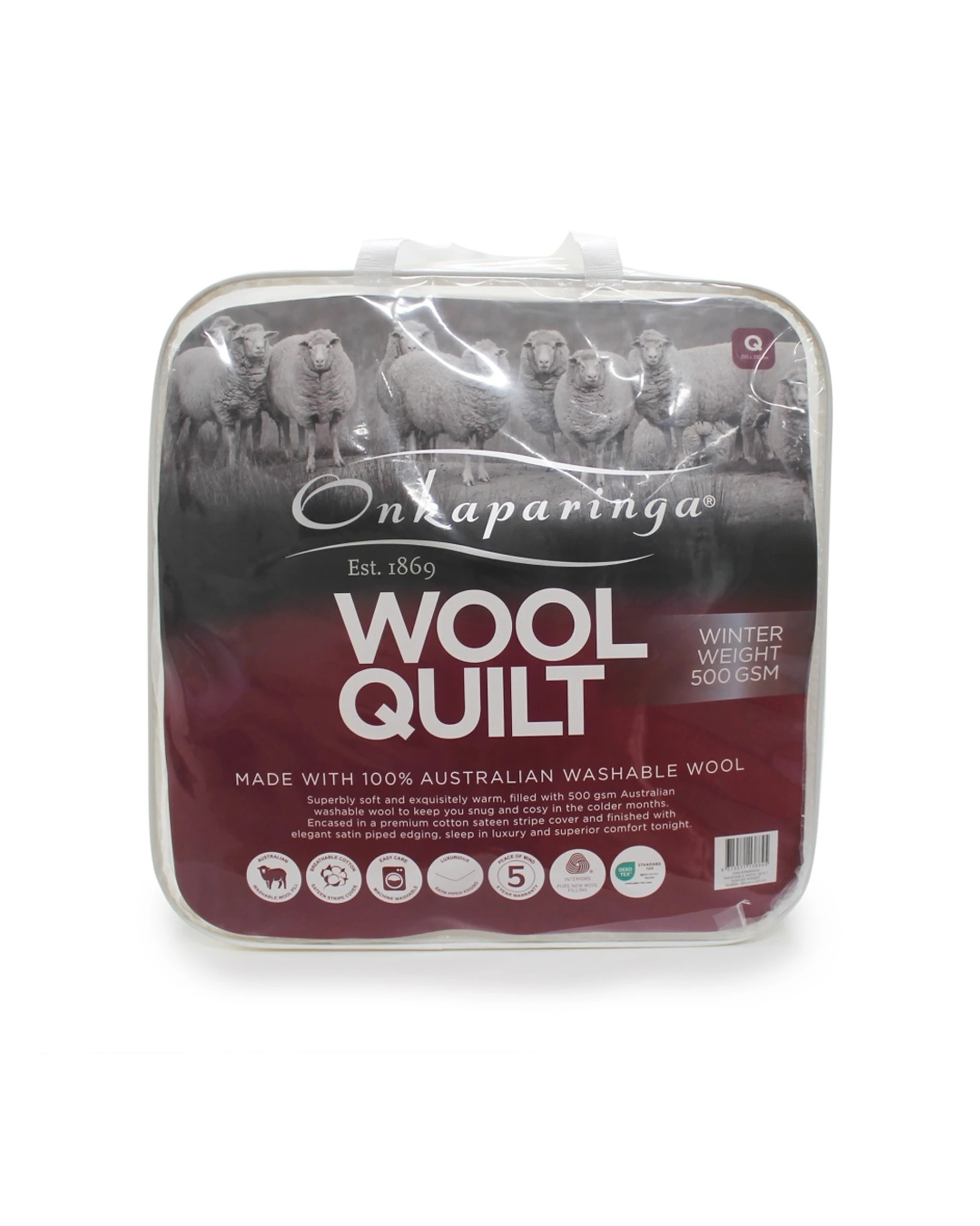 2 ONKAPARINGA Wool Quilt Winter Doona Cover 500GSM - Queen Bed - Natural, 2 of 2