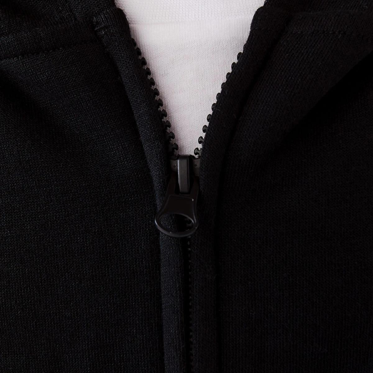 5 Plain Zip Through Hoodie Black, 5 of 9