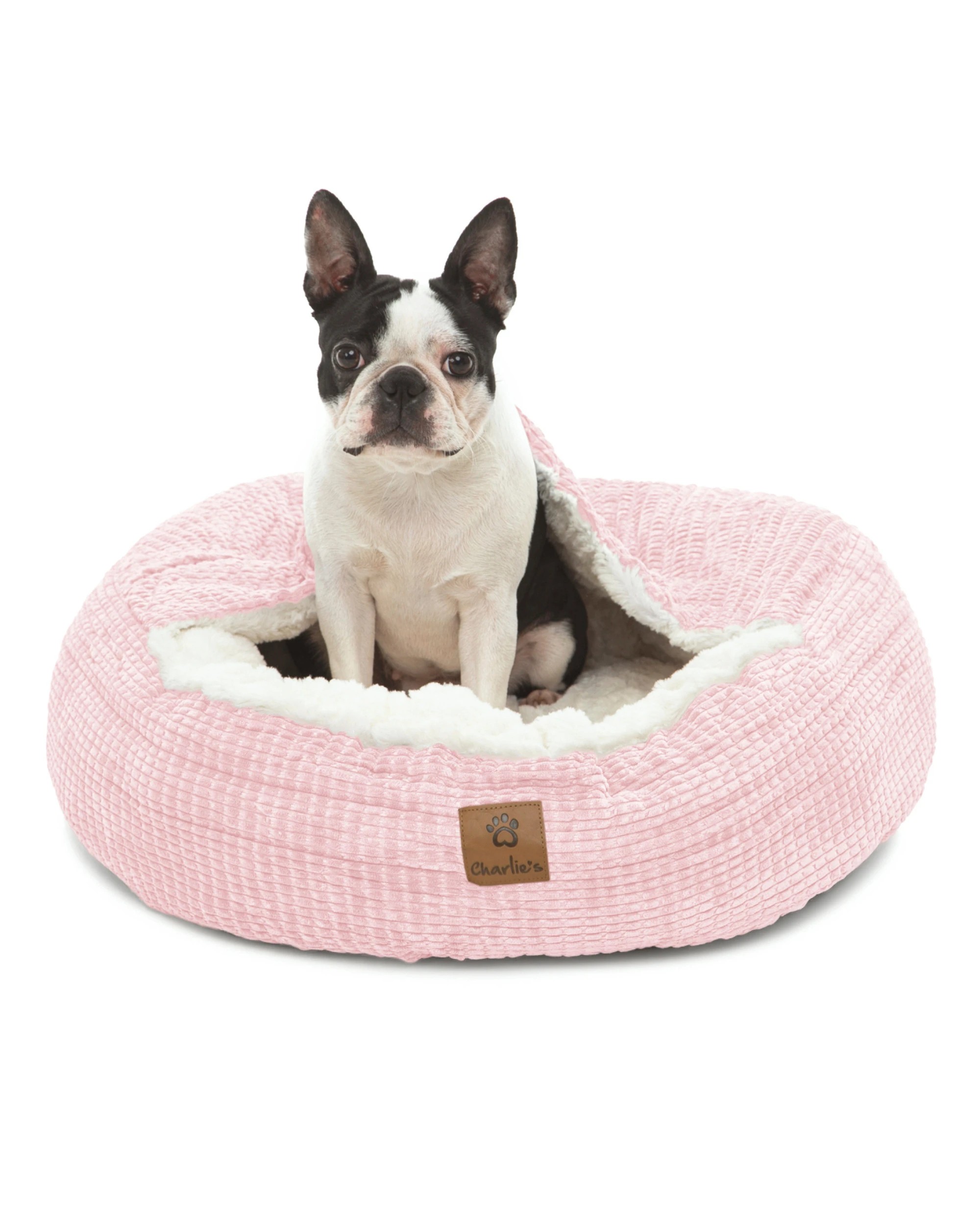 1 Charlie's Snookie Hooded Calming Dog Bed Medium - Pink, 1 of 10