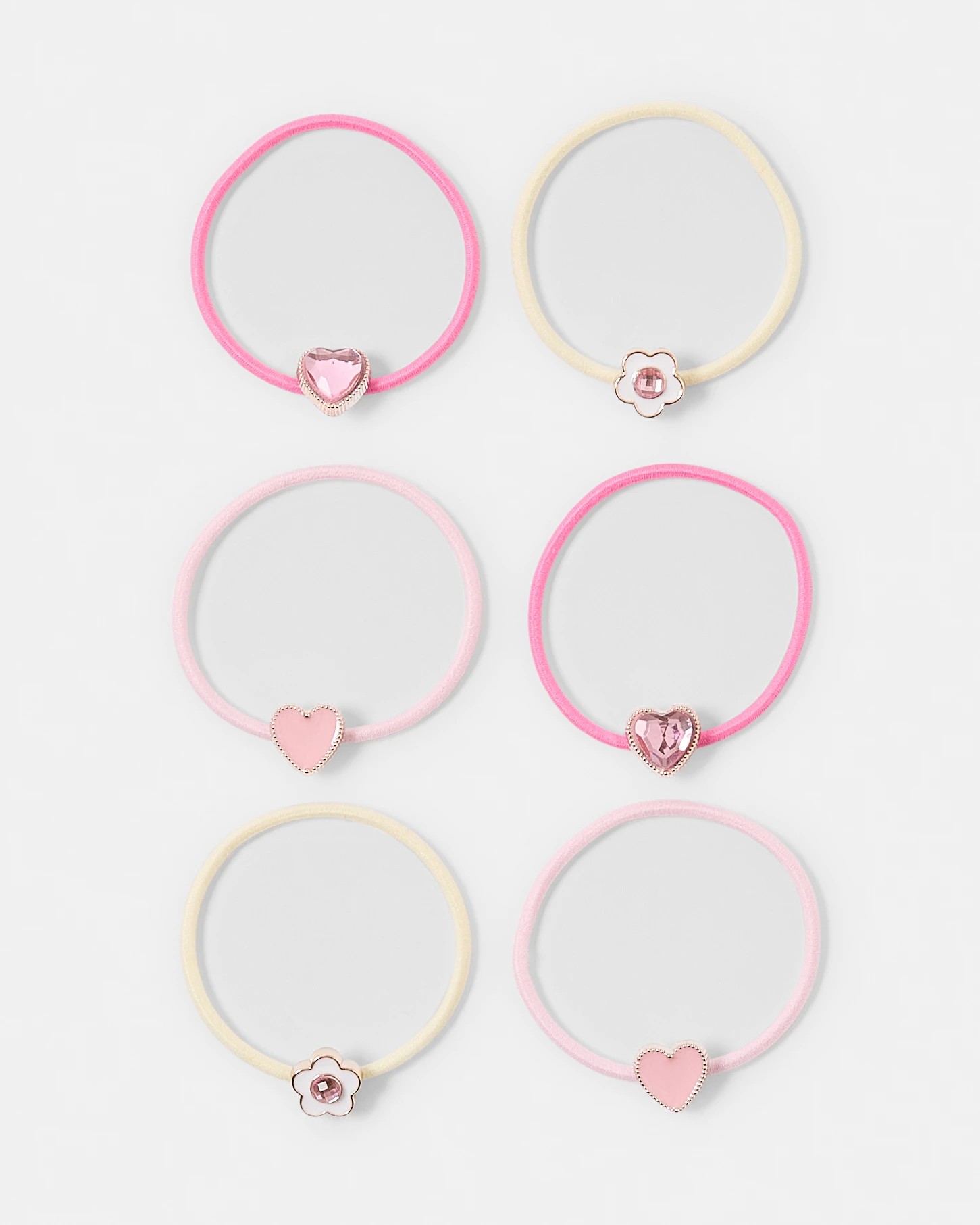 1 6 Pack Heart and Flower Hair Ties, 1 of 3