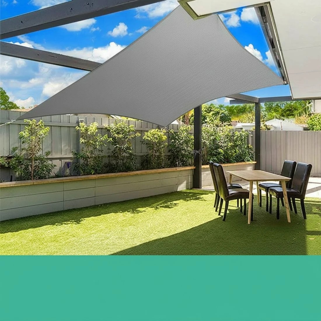 3 Instahut Shade Sail 4x6m Rectangle 280GSM 98%  Shade Cloth - Grey, 3 of 5