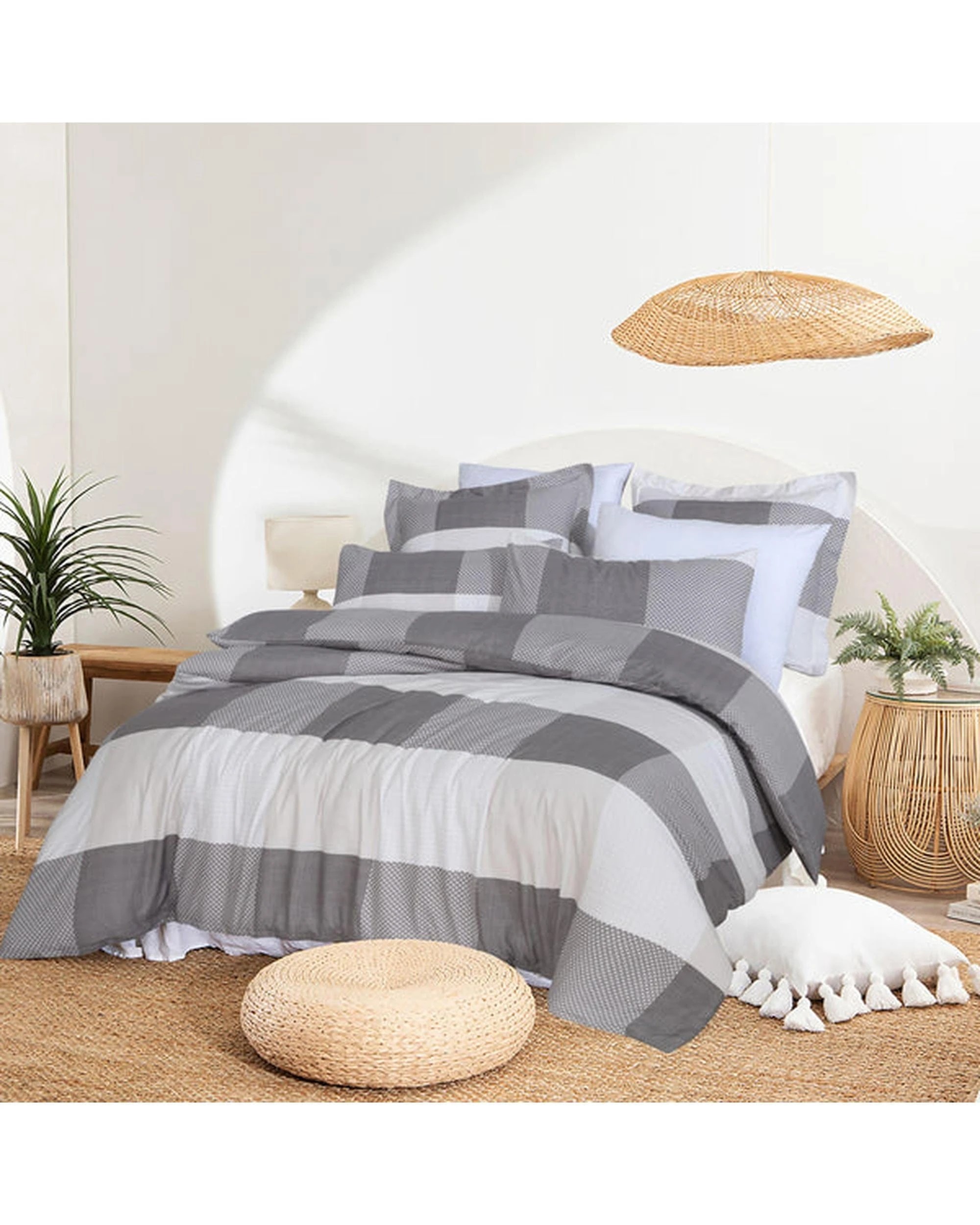 1 Amsons Quilt Cover Set With Extra Standard Pillow Covers - King Single Bed - Grey, 1 of 6