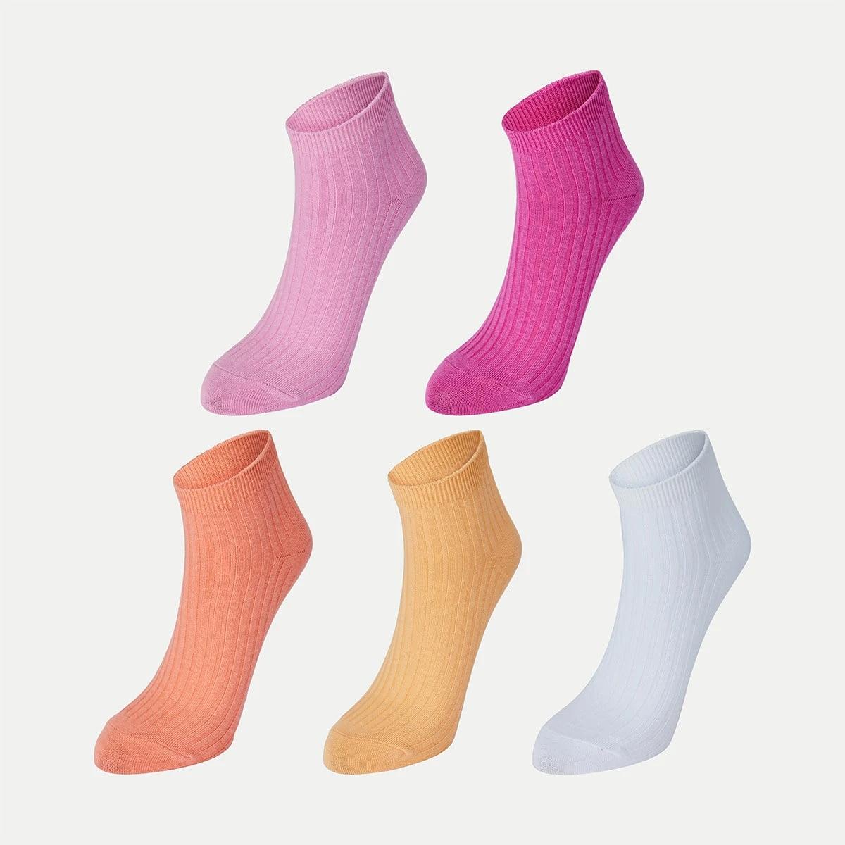 1 5 Pack Rib Anklet Socks Org Pnk, 1 of 3