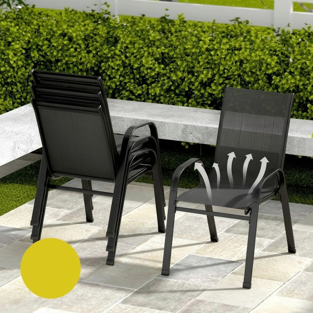 6 Gardeon 7PC Outdoor Dining Set Table and Chairs - Black, 6 of 6
